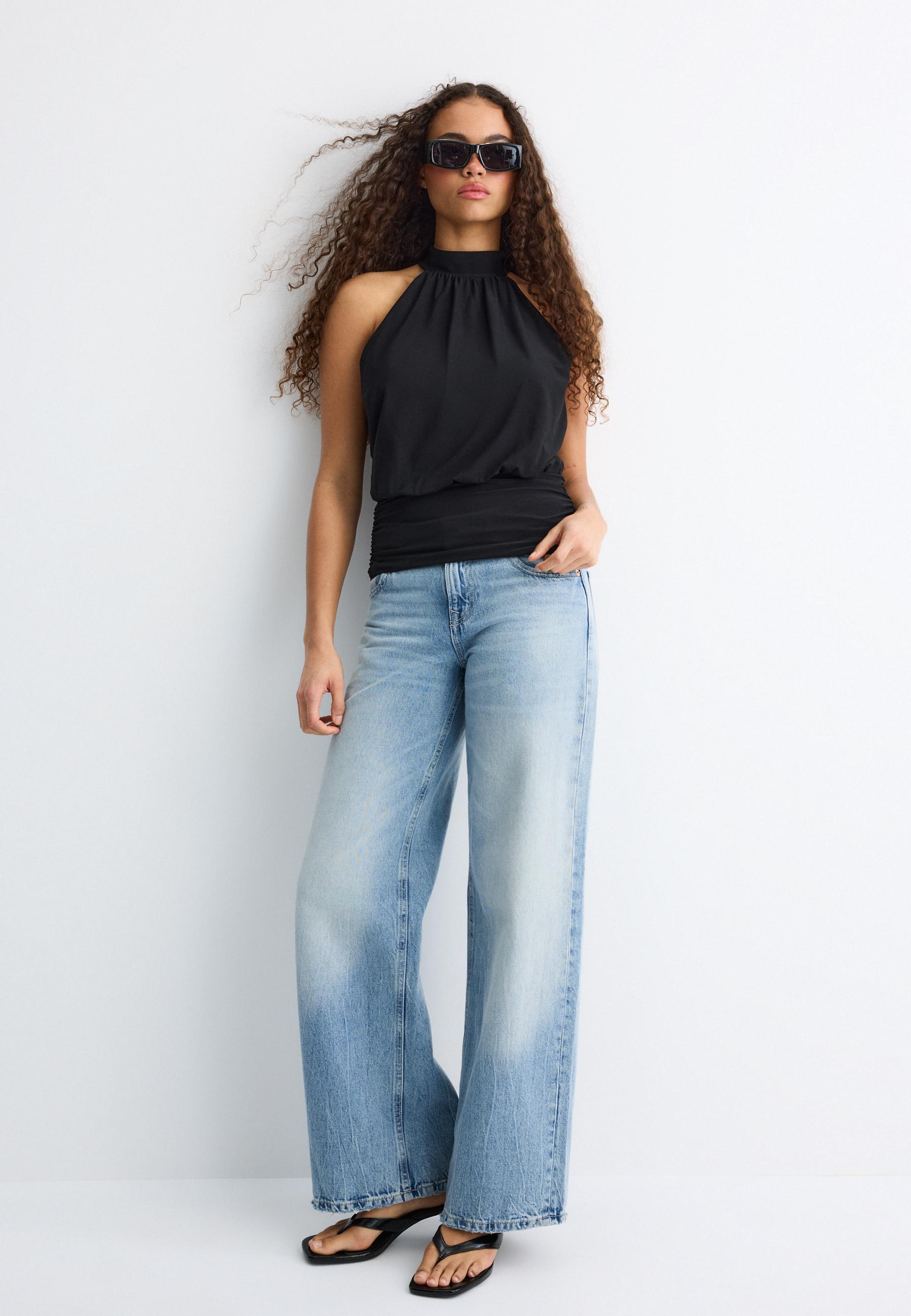 Halter yaka puf top - Görsel 3