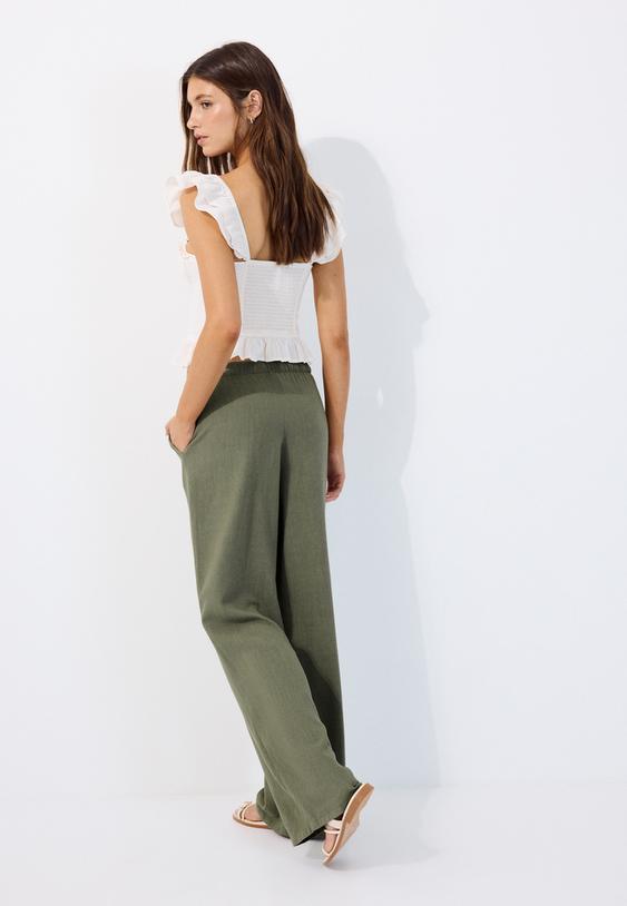 pantaloni dritti effetto lino