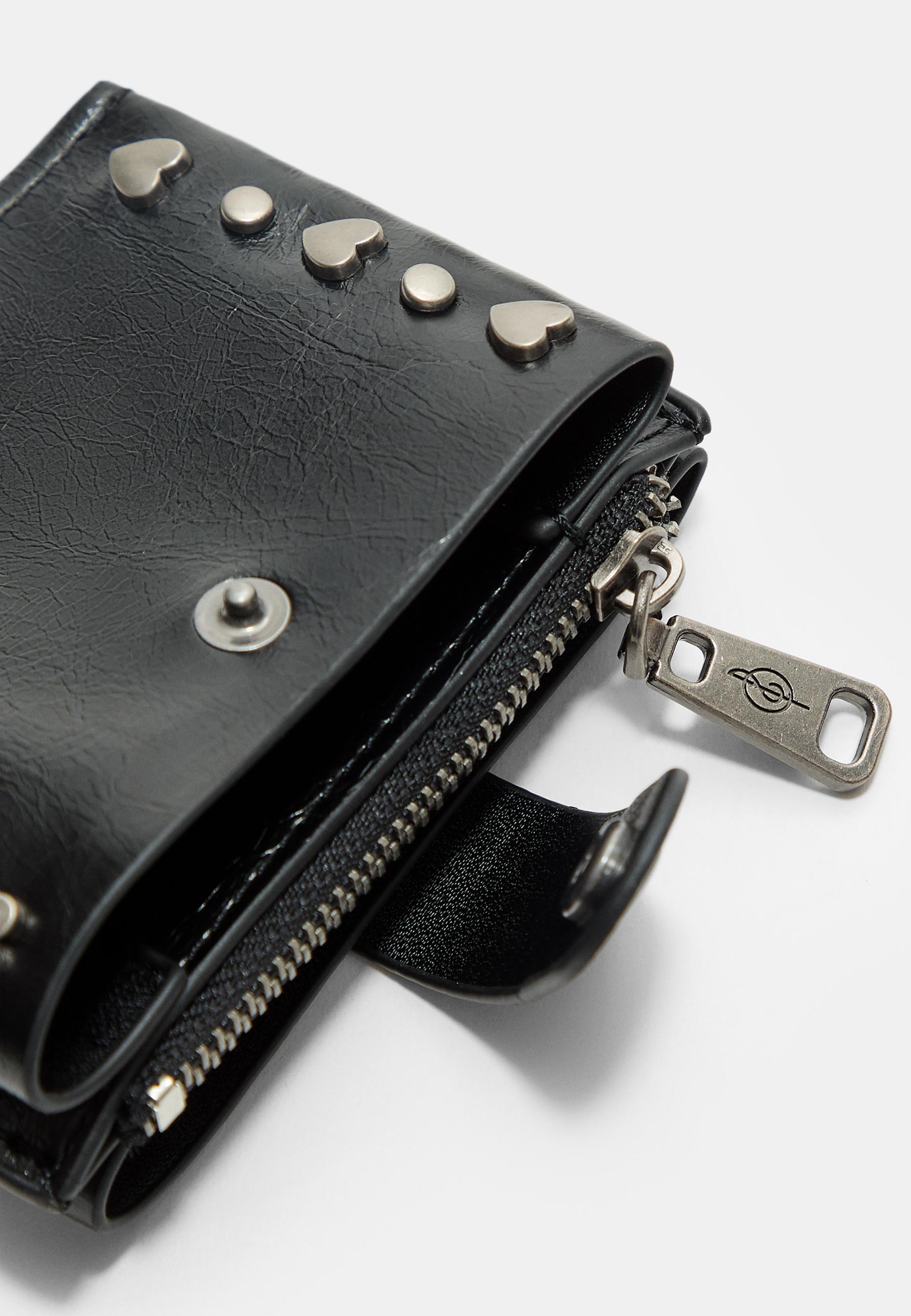 Card holder with zip and studs - Women's fashion
