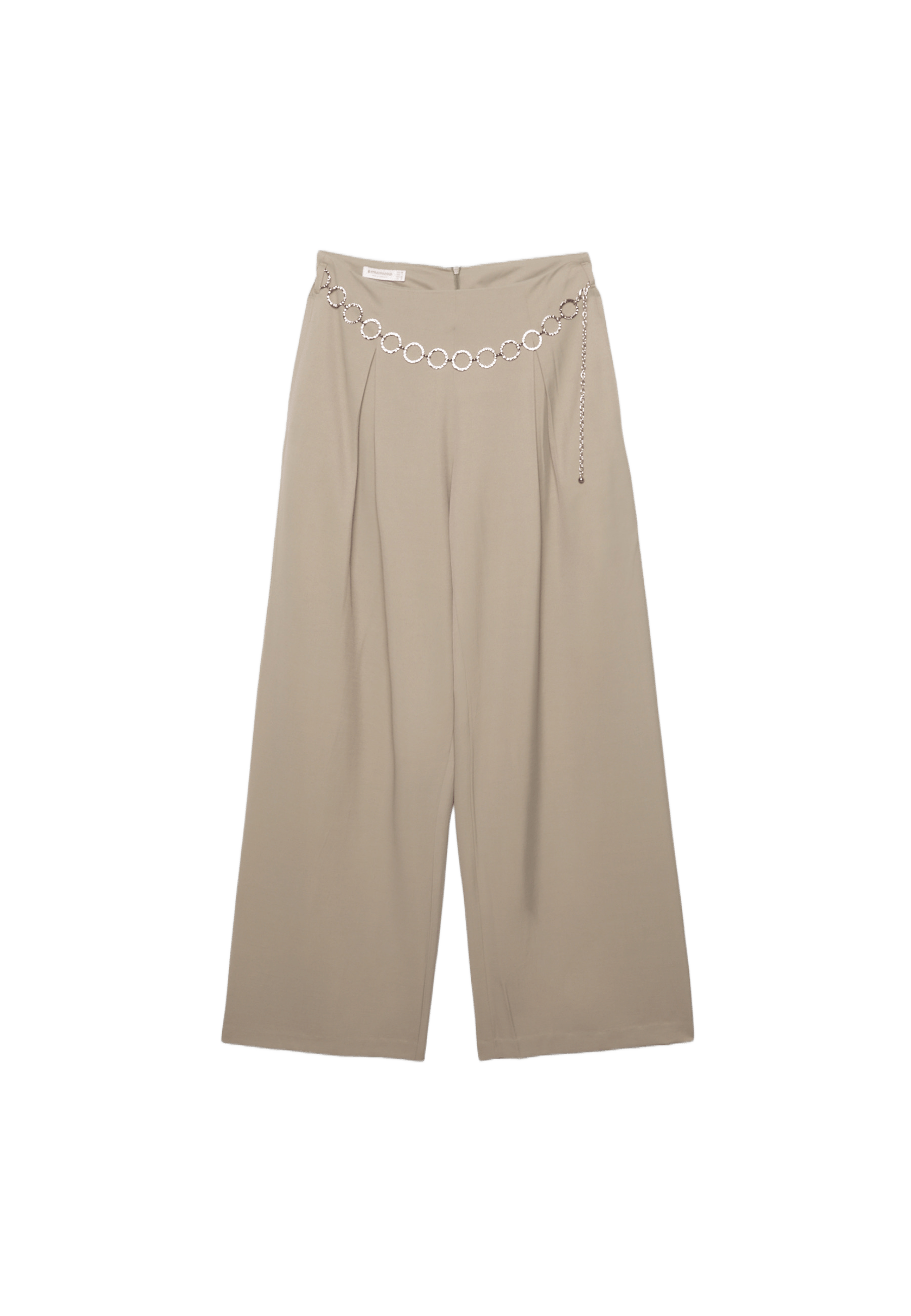 Lyocell darted trousers with chain — Brown