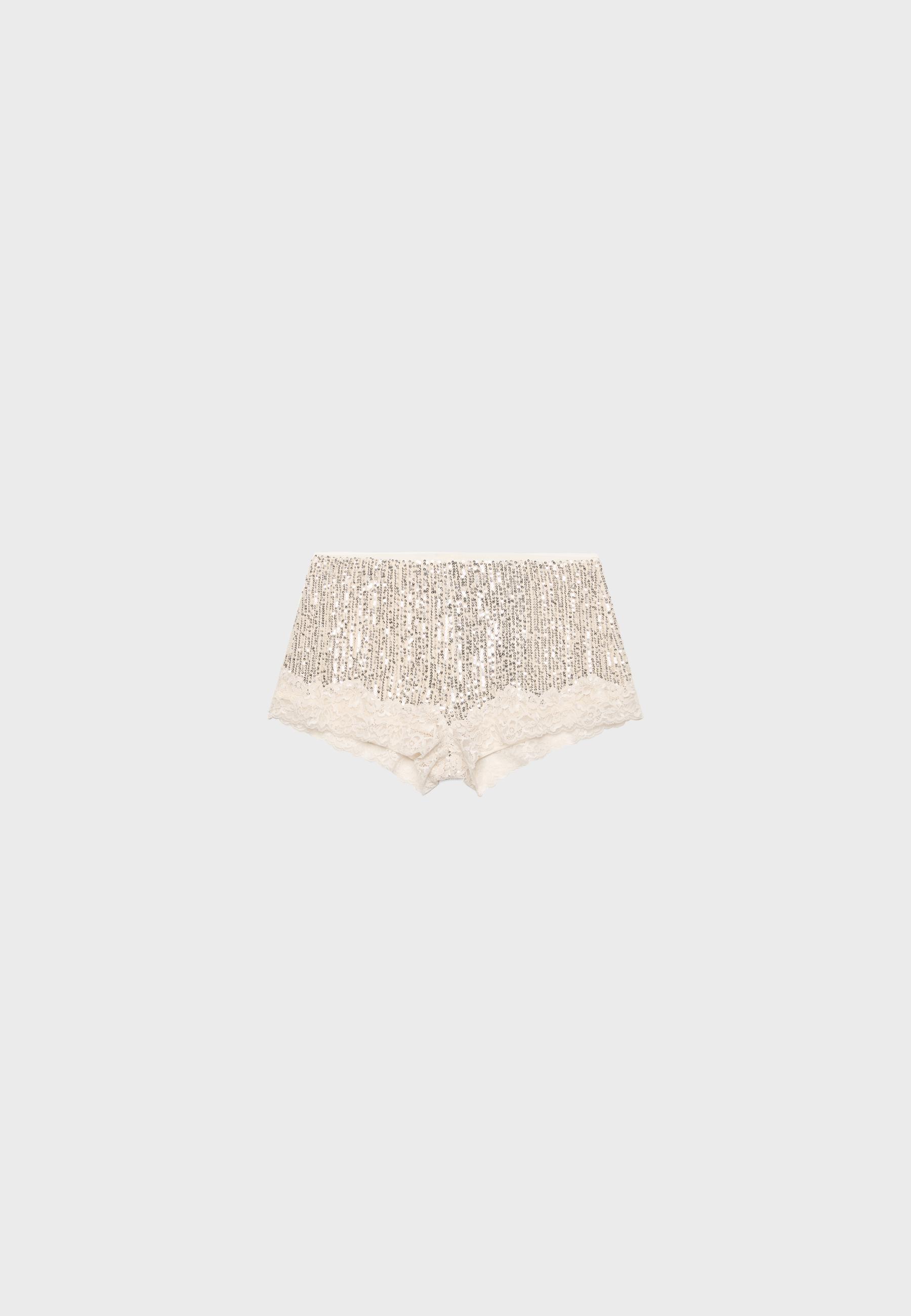 Sequinned lace shorts — Grey