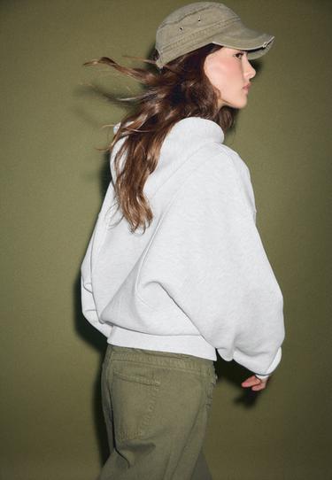 Printed text hoodie — Grey melange 5