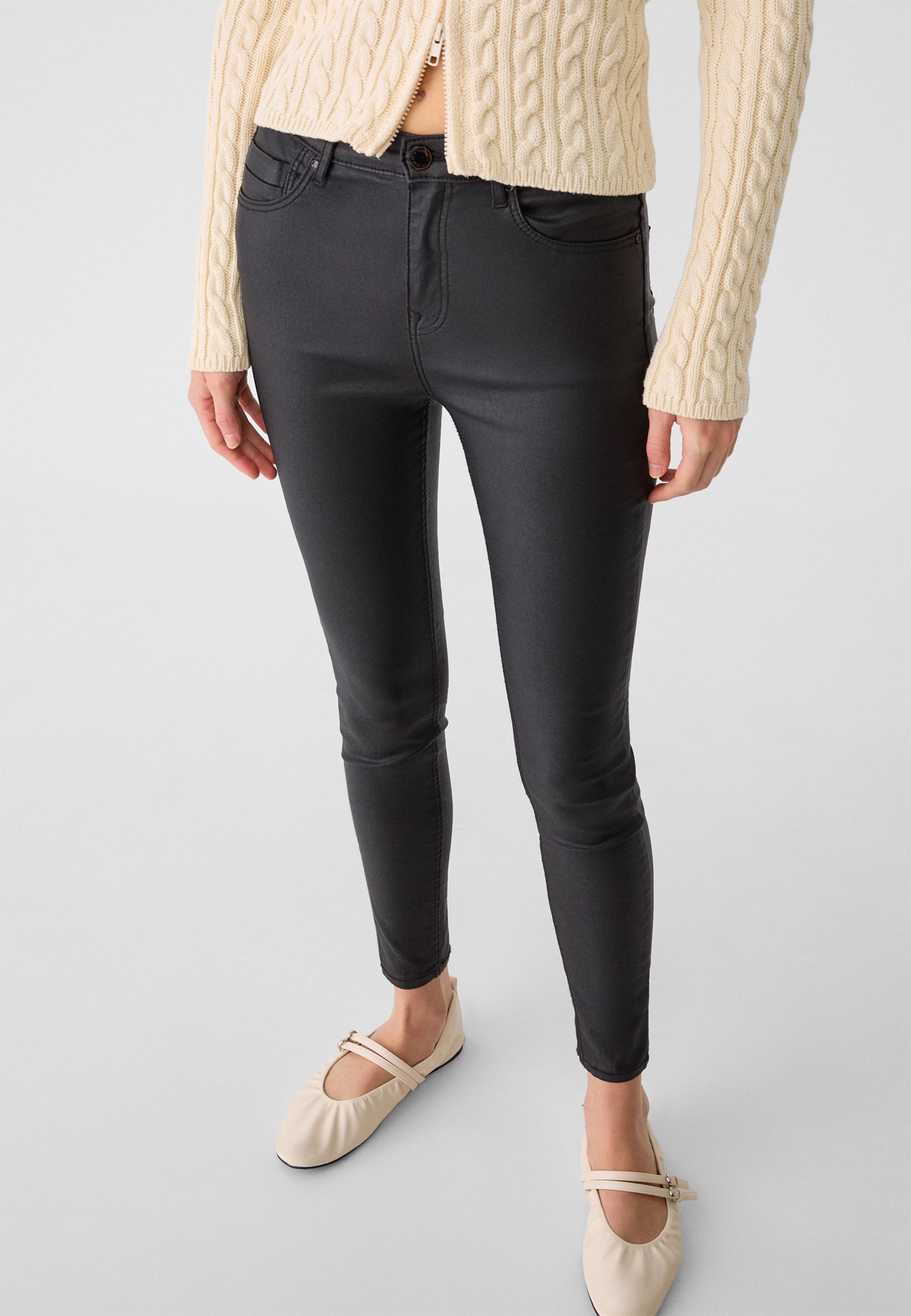 Pantalon taille haute enduit Mode femme Stradivarius France