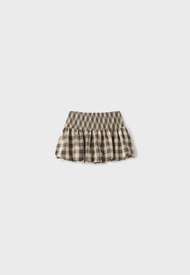 Check balloon mini skirt — Beige 7