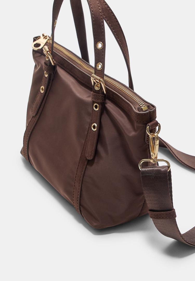 contrast mini crossbody shopper bag