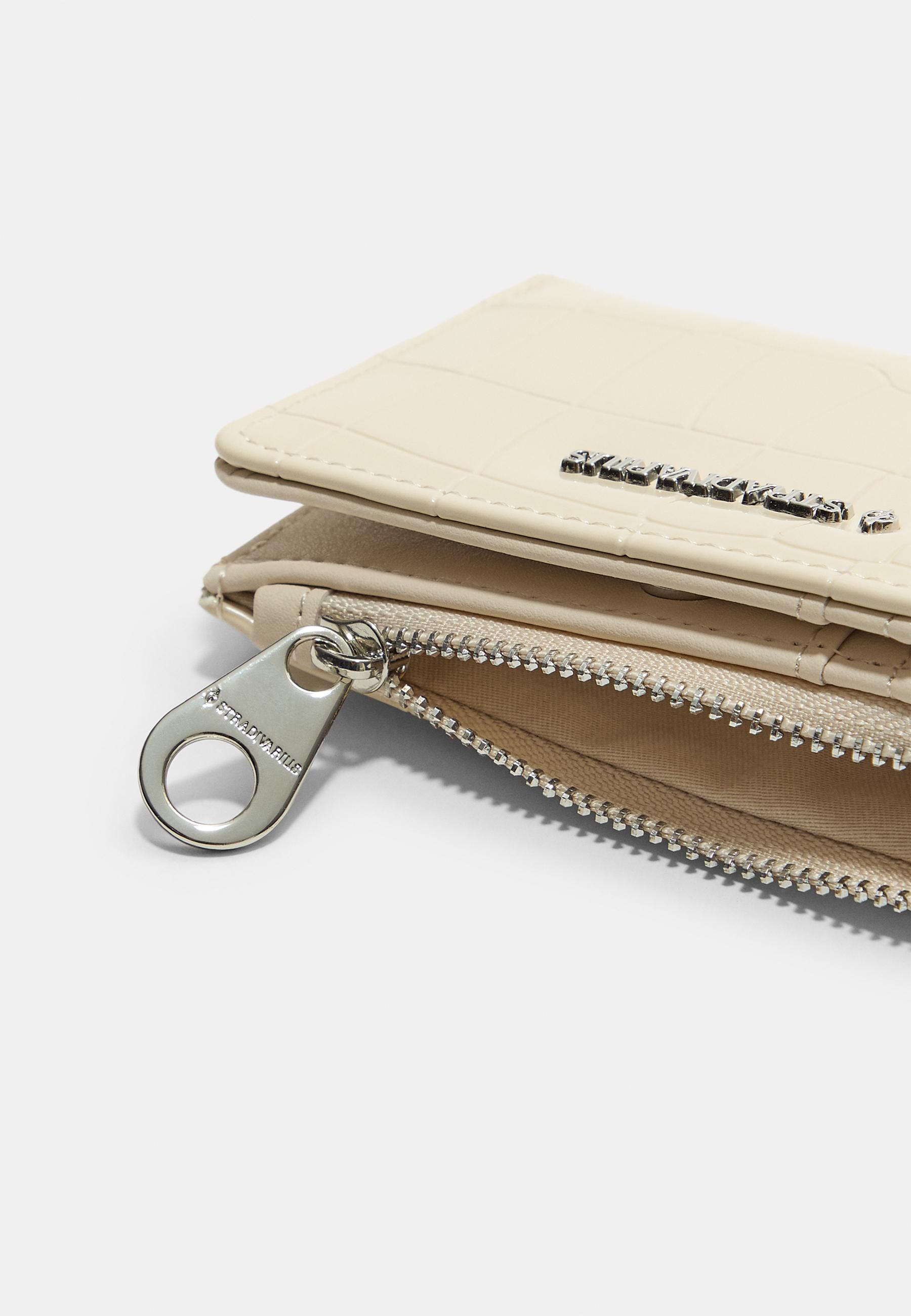 Mock croc purse wallet — Ecru
