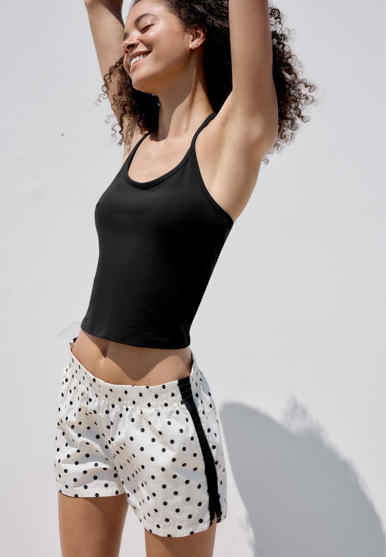 Technical polka dot shorts — Ecru