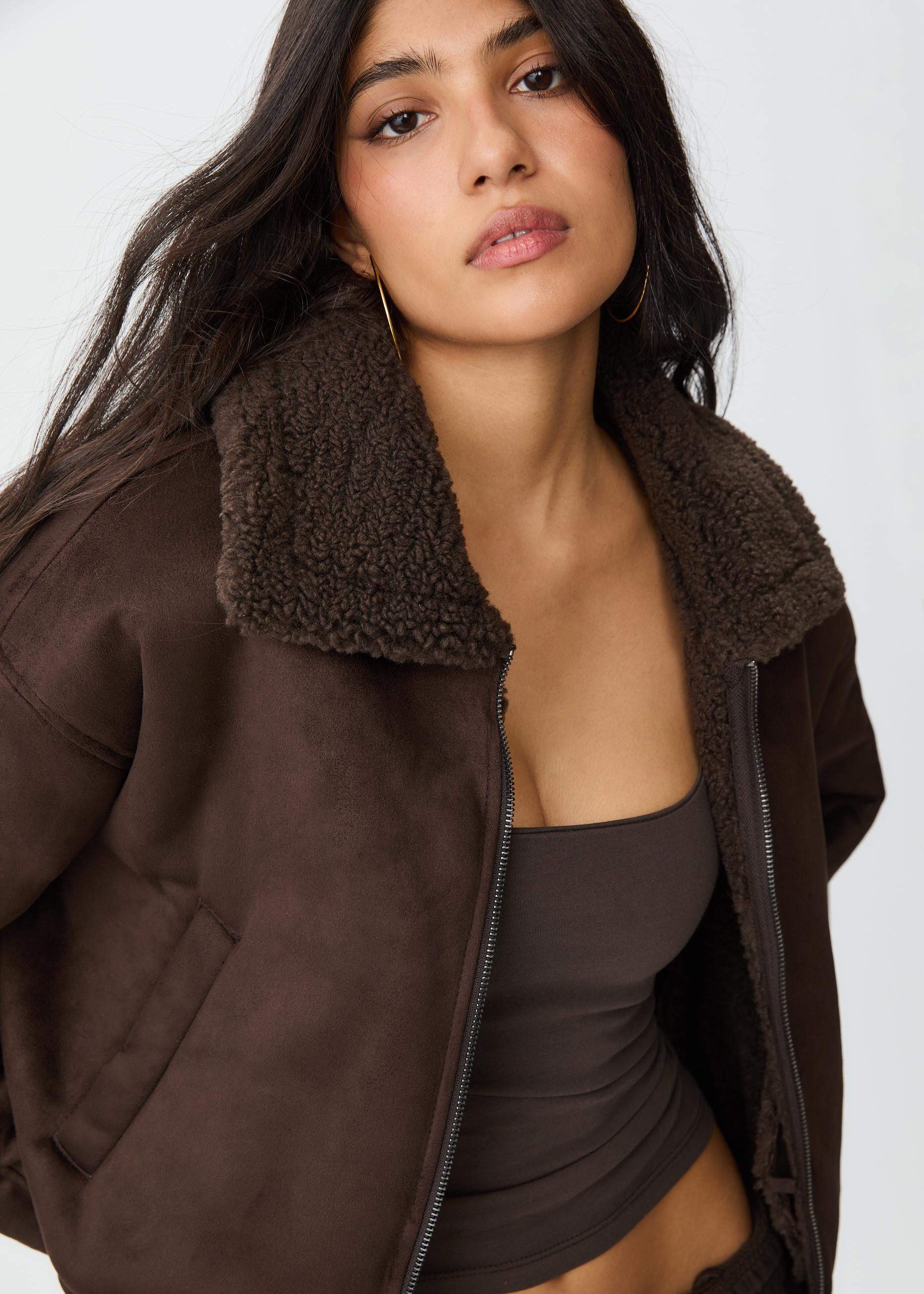 Double-faced jacket with contrast collar - Women's fashion