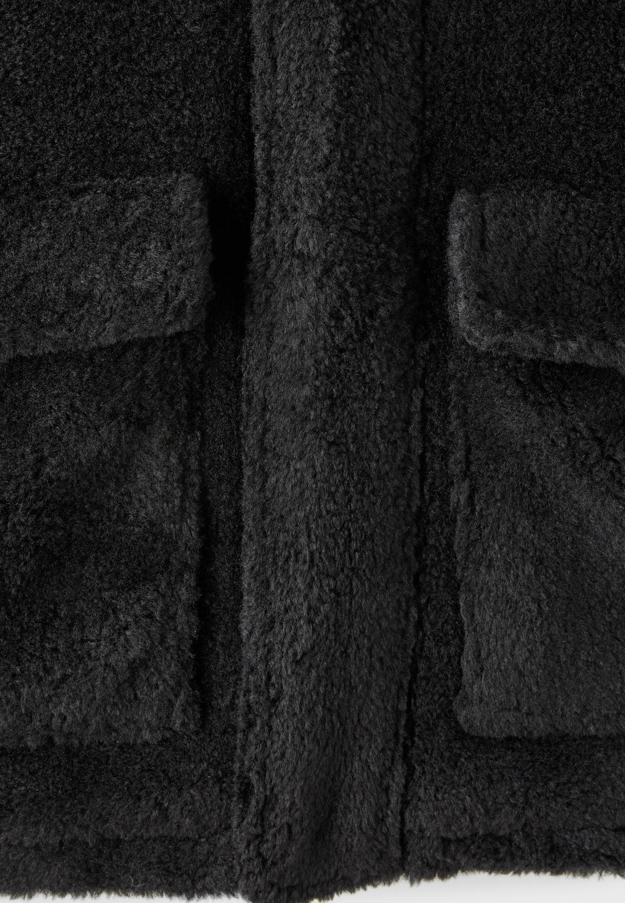 Faux shearling-effect hooded coat — Dark grey