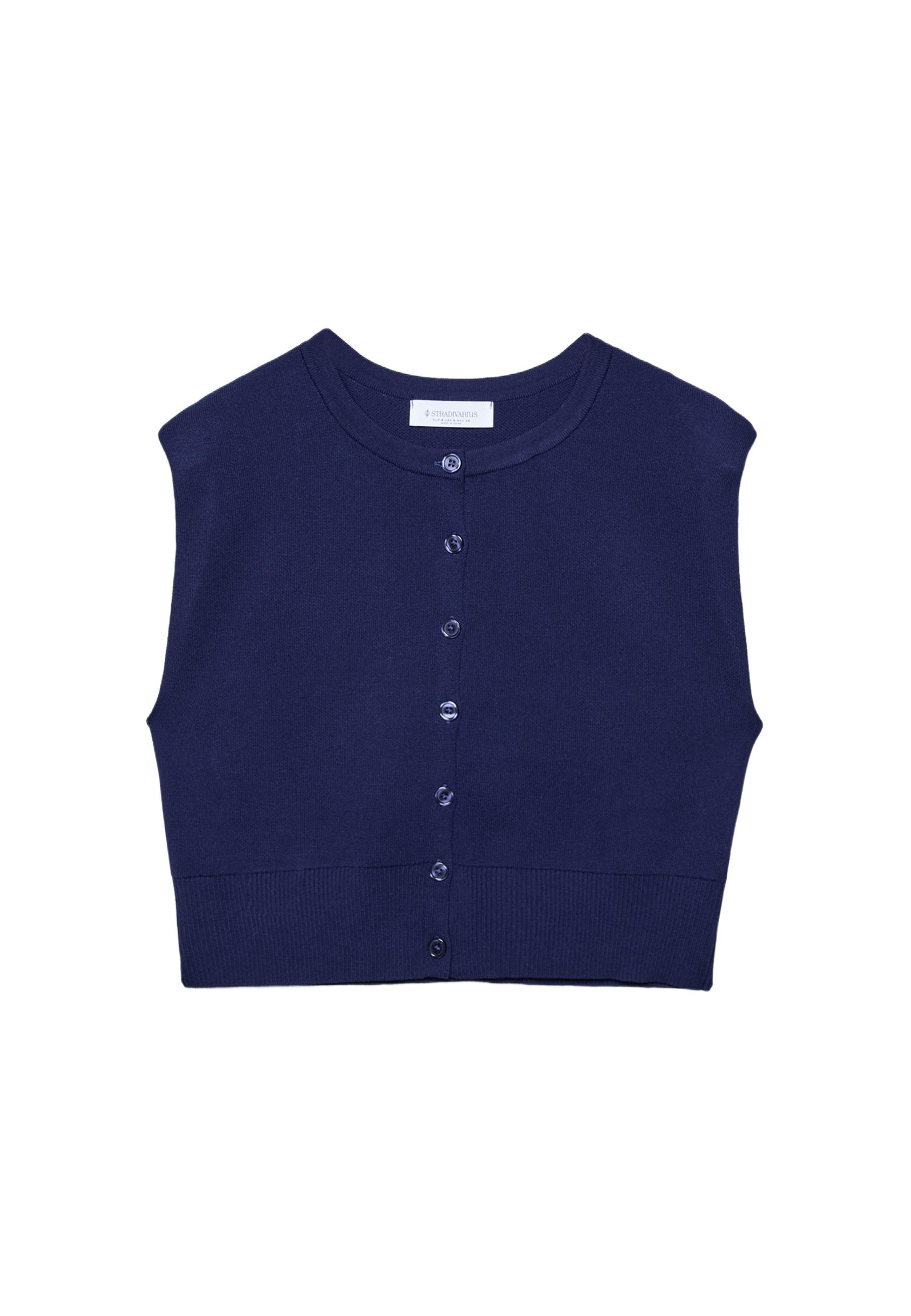 Knit vest with padded shoulders — Electric blue