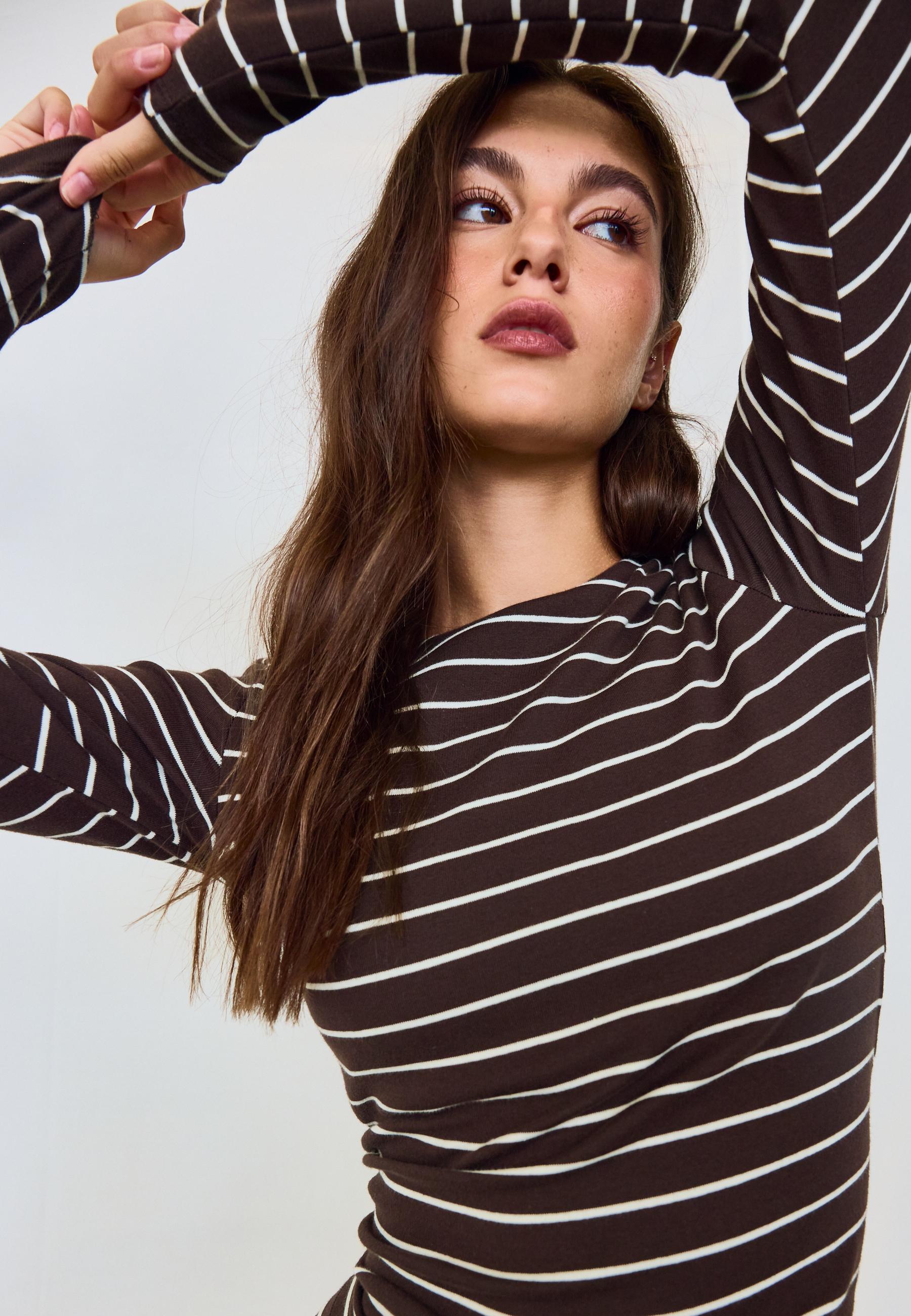 Basic long sleeve T-shirt — Brown
