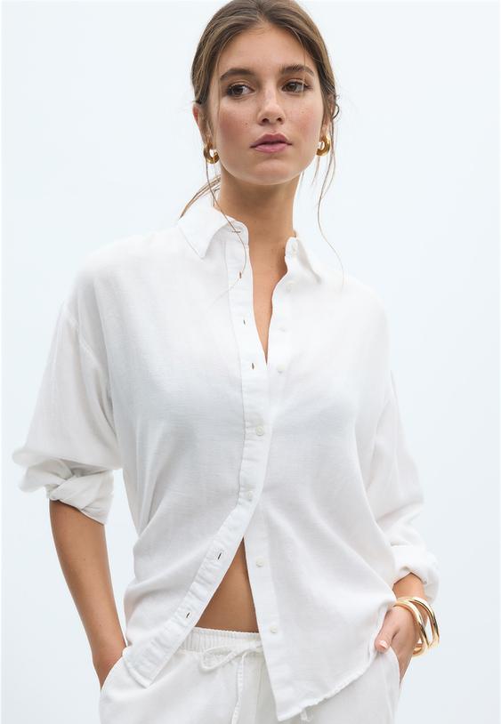 soepelvallende blouse met linnenlook