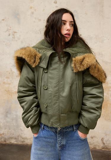 Cropped hooded jacket — Khaki 3