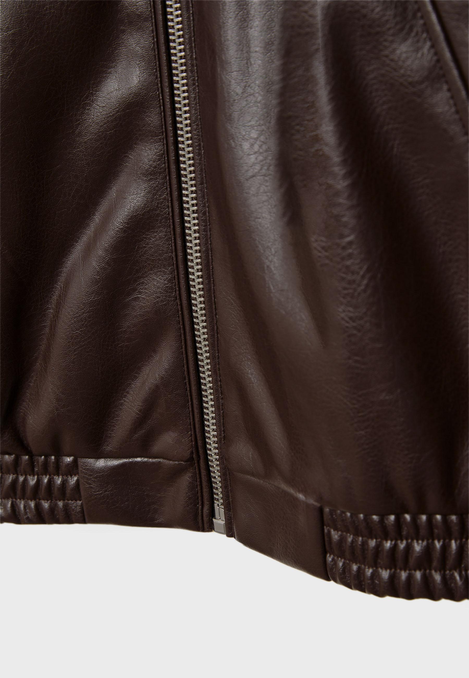 Oversize leather effect jacket — Brown
