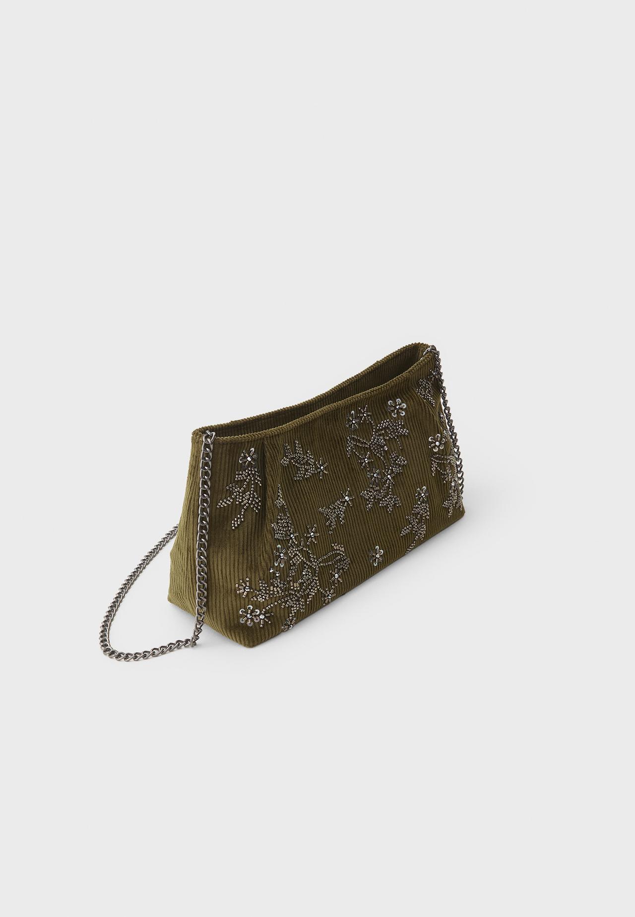 Embroidered clutch bag — Khaki