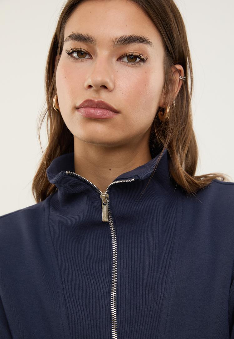 sweater met opstaande kraag en rits