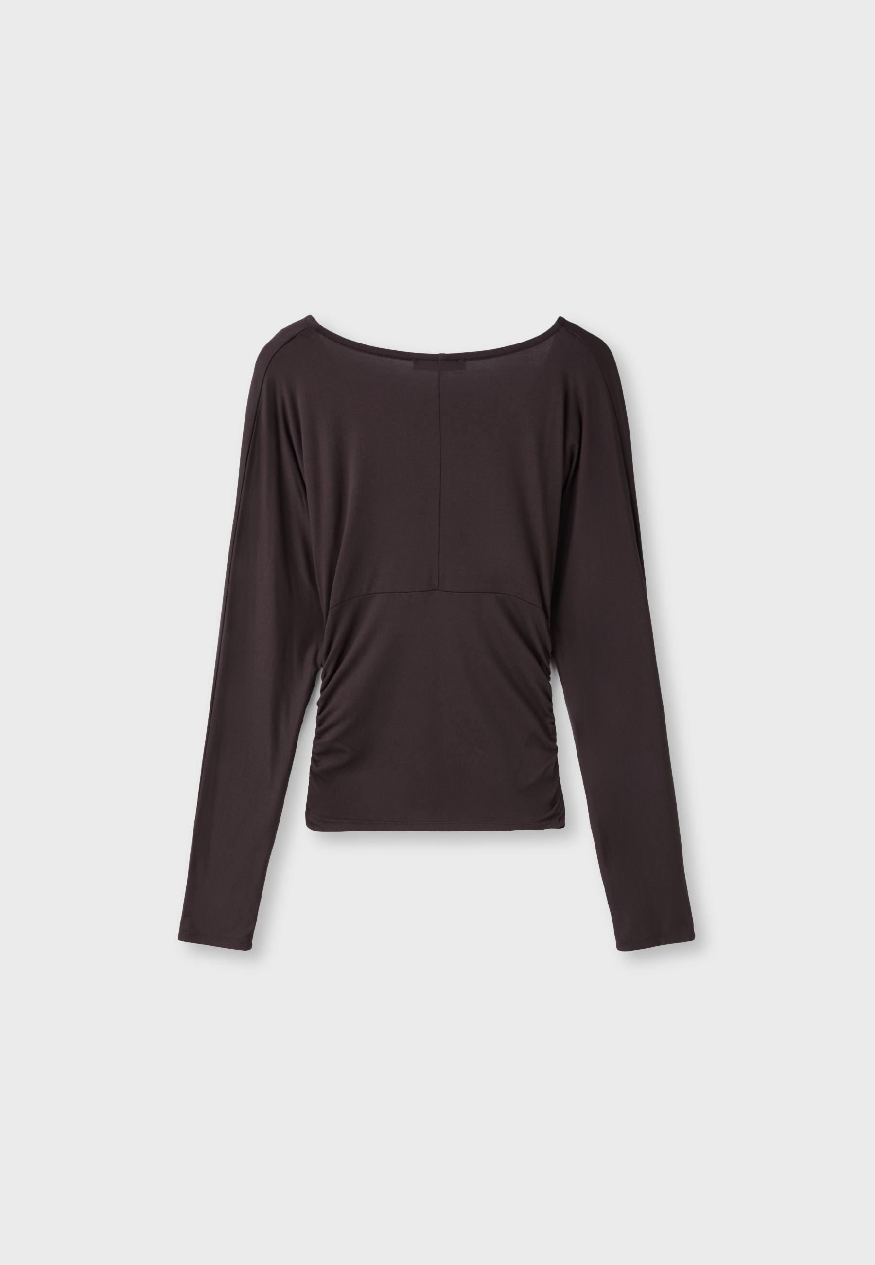 Long sleeve V-neck T-shirt — Brown