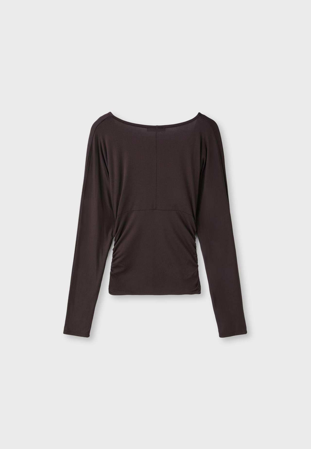 Long sleeve V-neck T-shirt — Brown