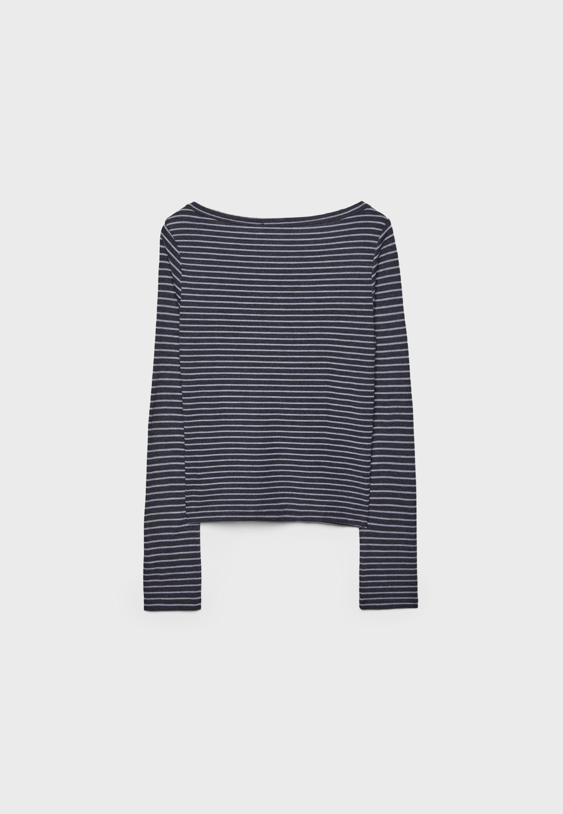 Striped boat neck T-shirt