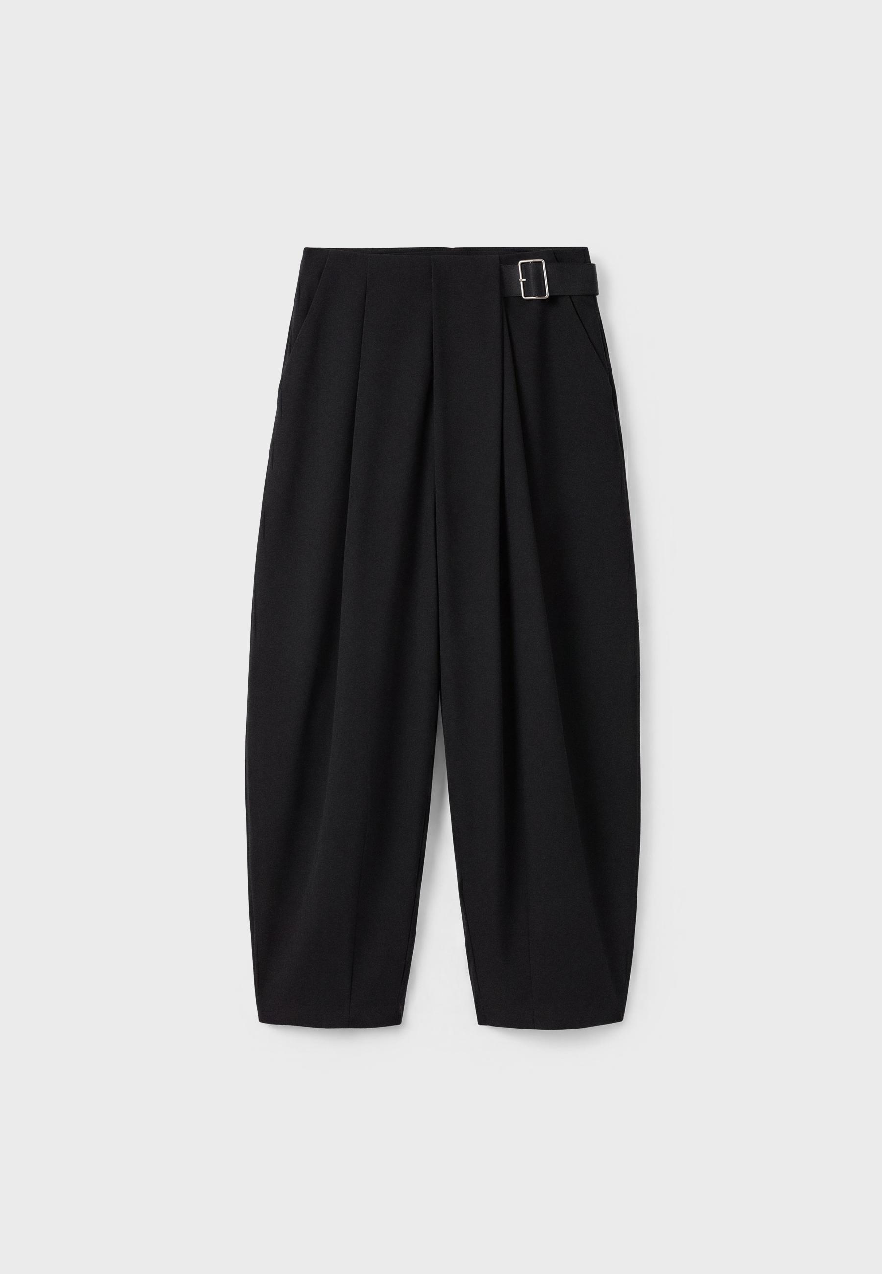 Darted smart trousers with belt — Black