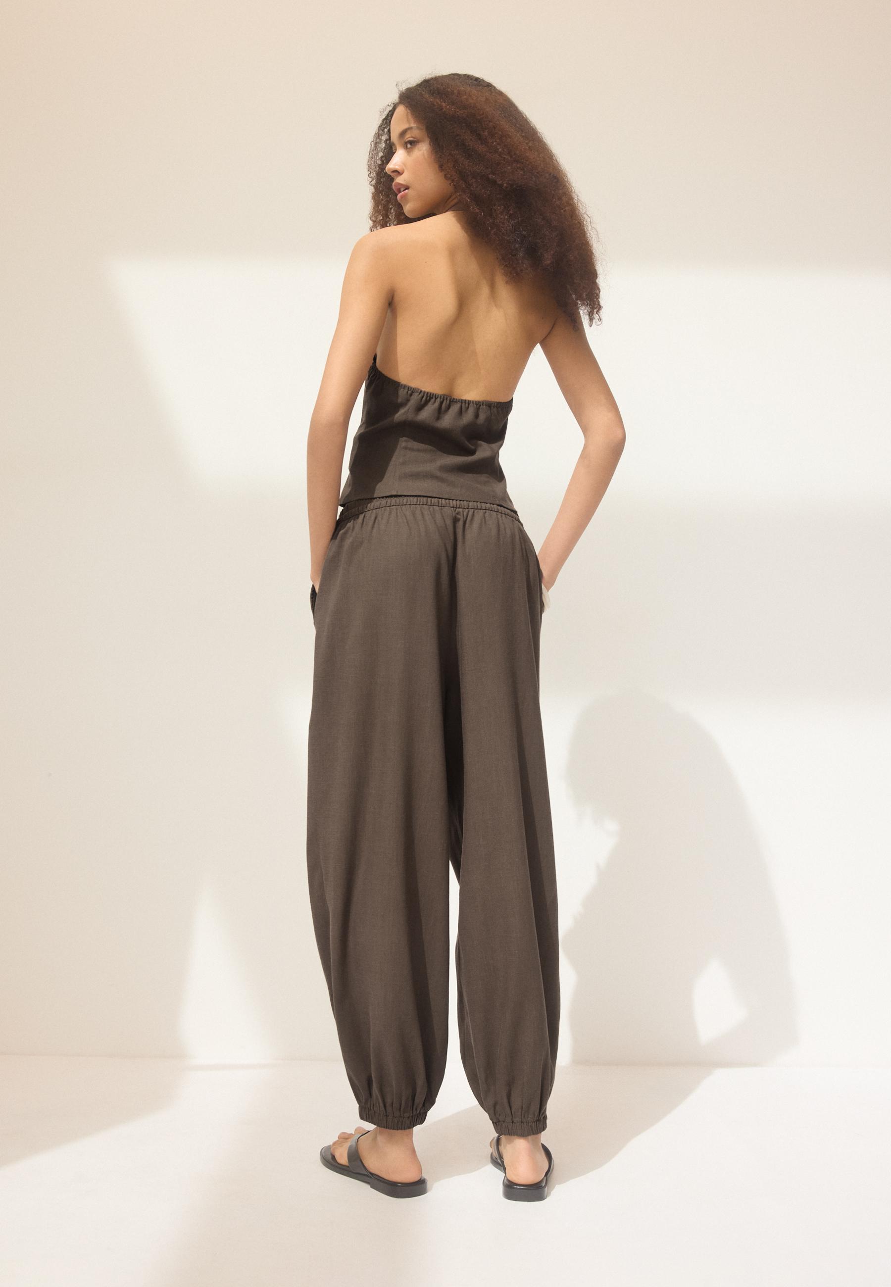 Linen-effect sarouel trousers - Women's fashion | Stradivarius Romania