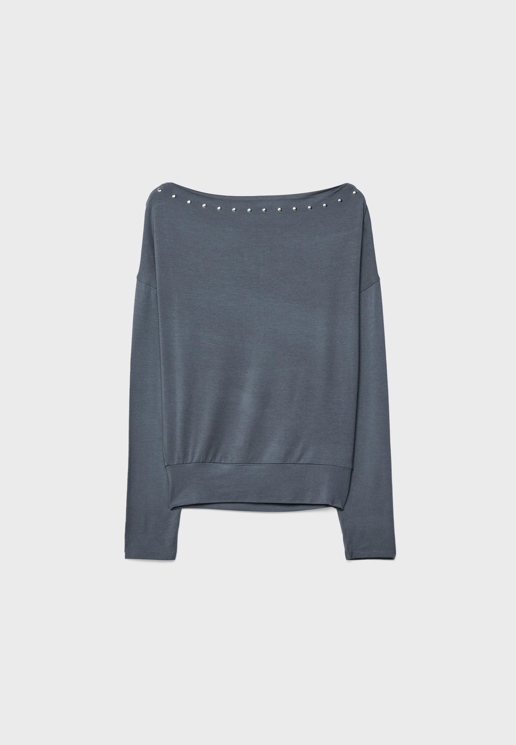 Asymmetric T-shirt with studs — Dark grey