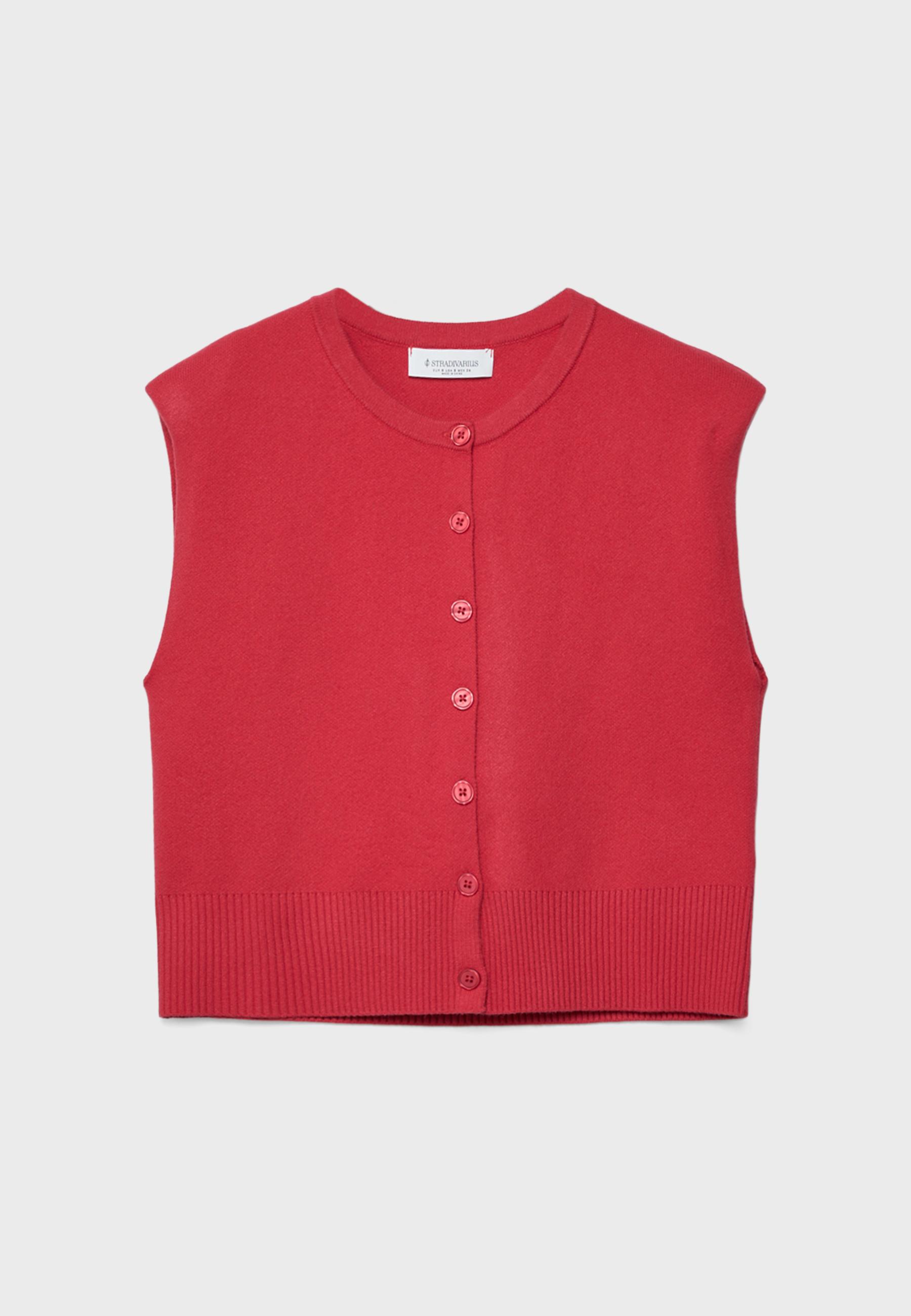 Knit vest with padded shoulders — Red