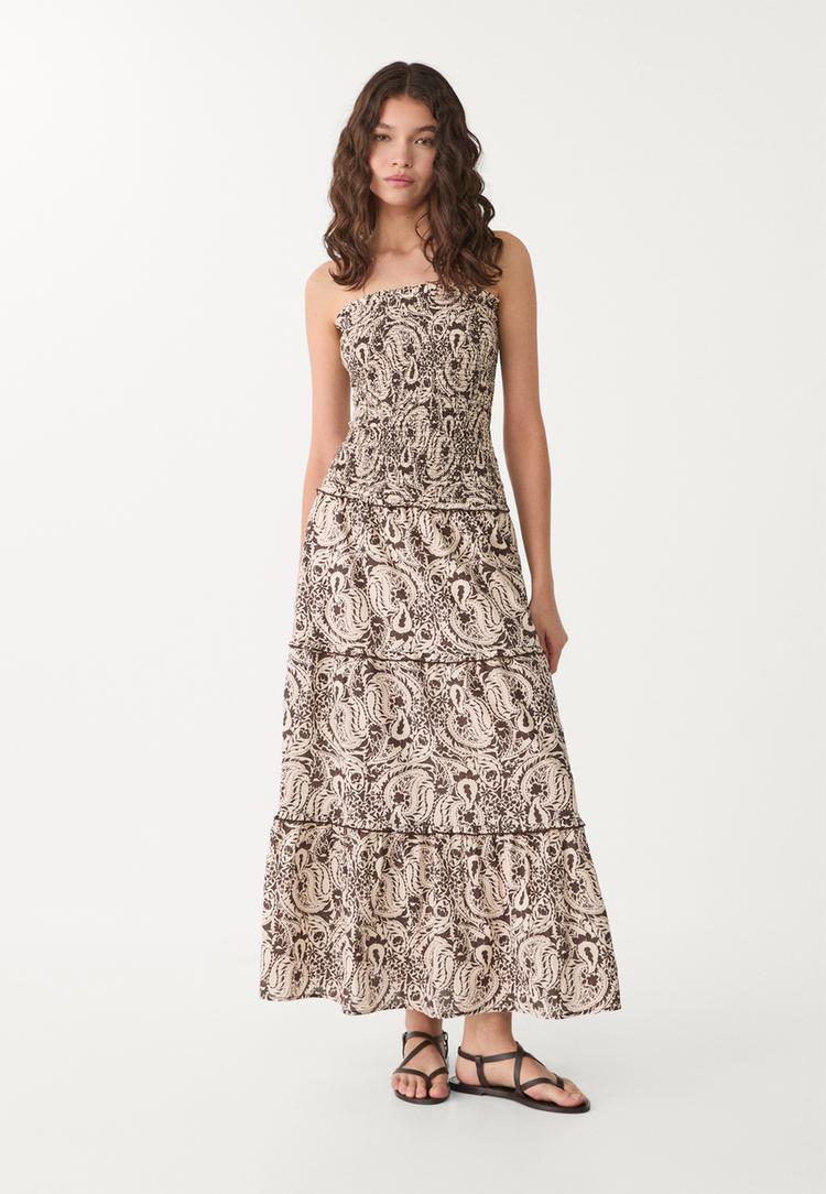 vestido midi fluido estampado