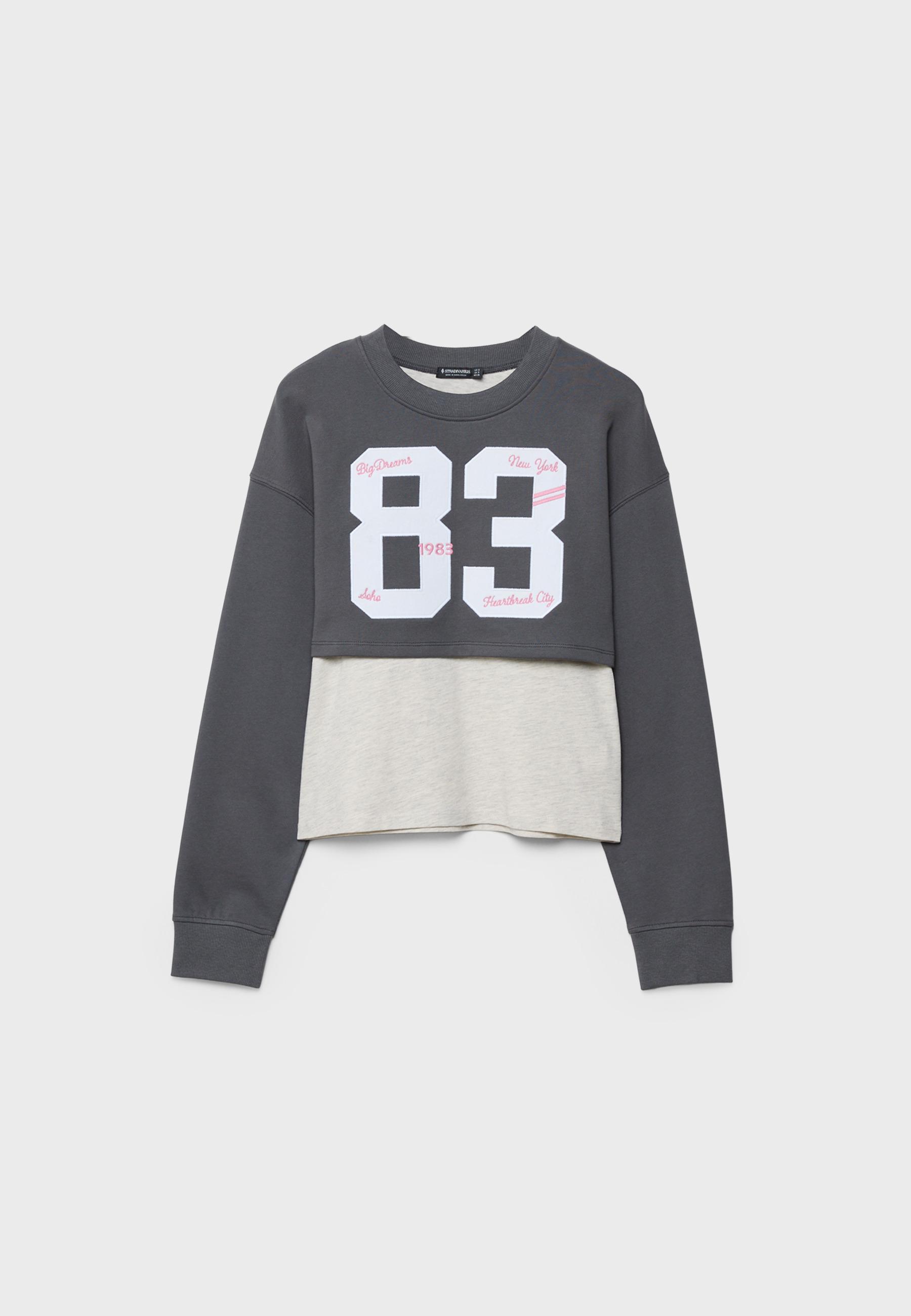 Combined embroidered sweatshirt — Dark grey