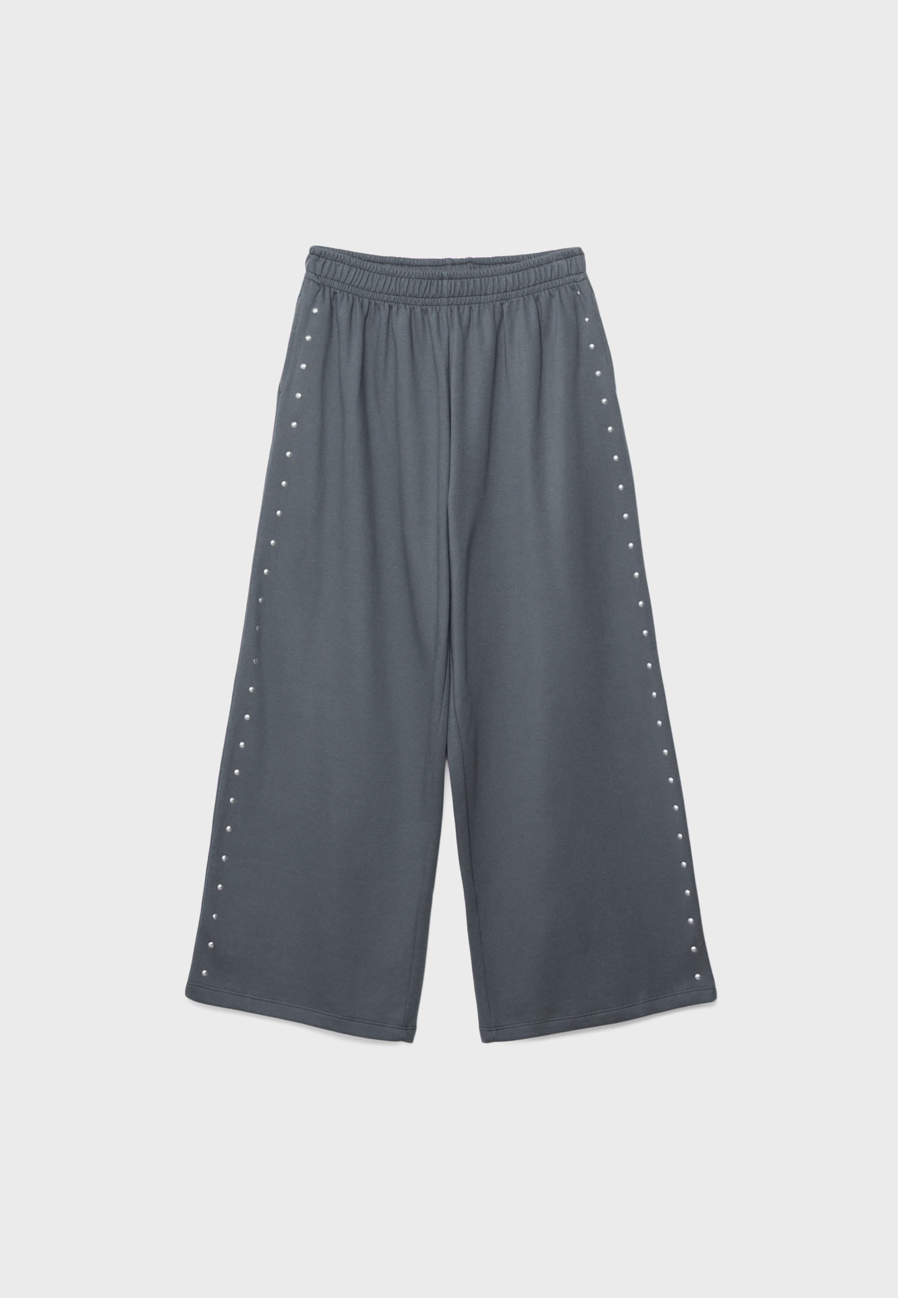 Studded plush trousers — Dark grey