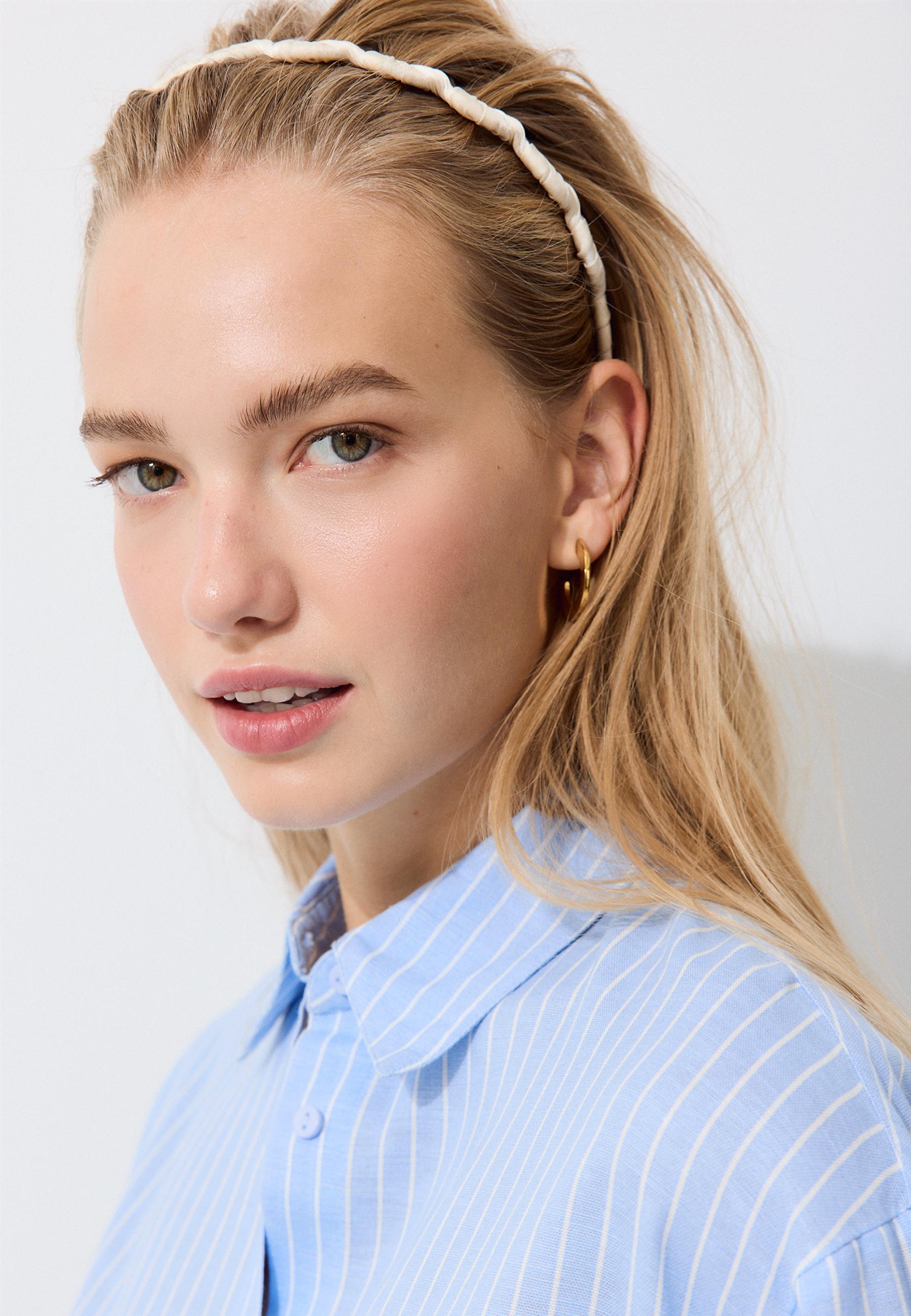 Linen-effect shirt — Sky blue