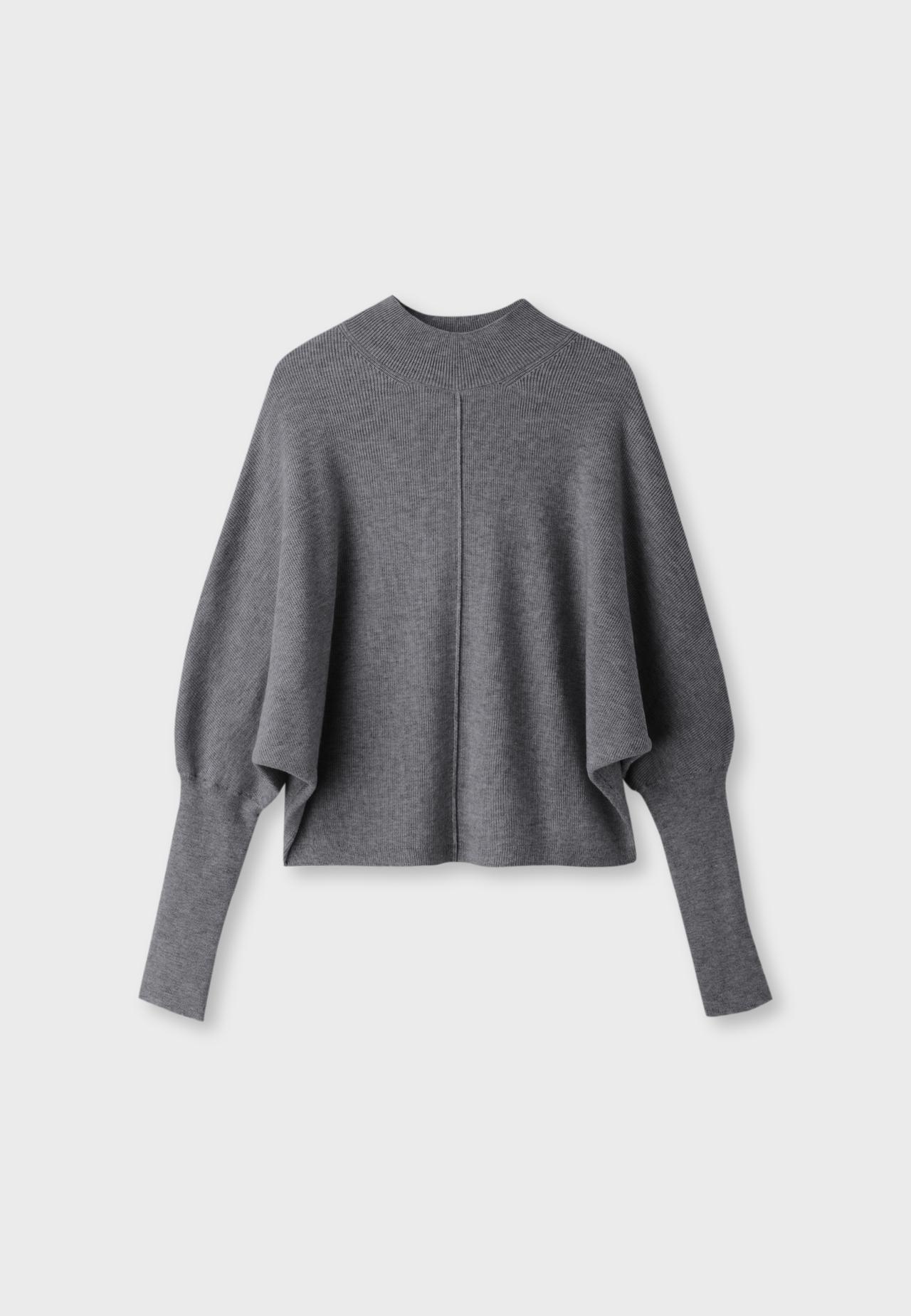 Batwing sleeve mock neck knit jumper — Dark grey