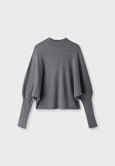 Batwing sleeve mock neck knit jumper — Dark grey 7