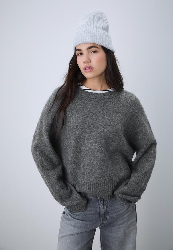 Stradivarius Basic Soft Knit Jumper Dark Grey S