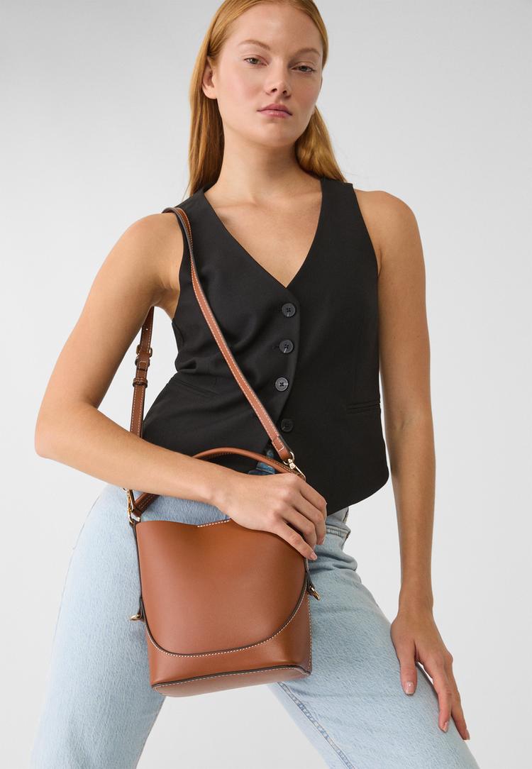 mini bucket bag with strap