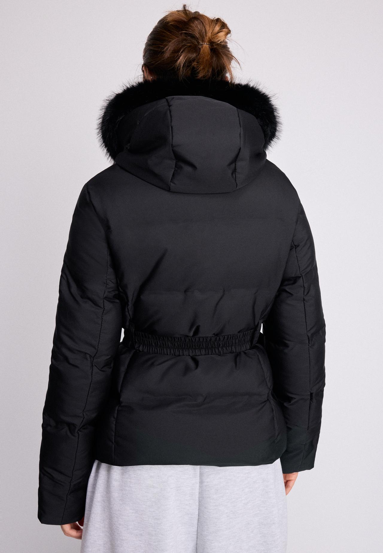 Belted hooded padded jacket — Black