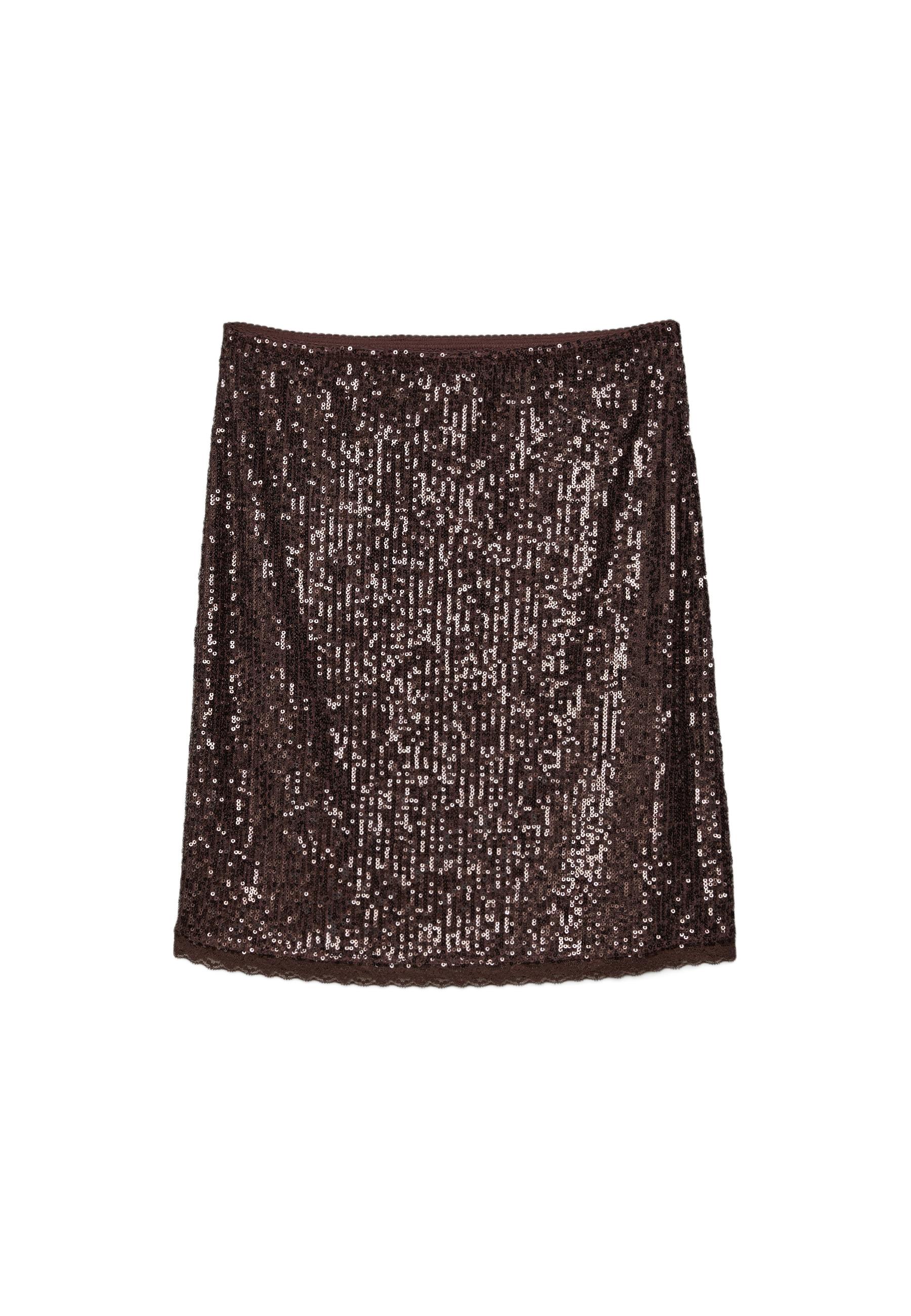 Sequin midi skirt — Brown