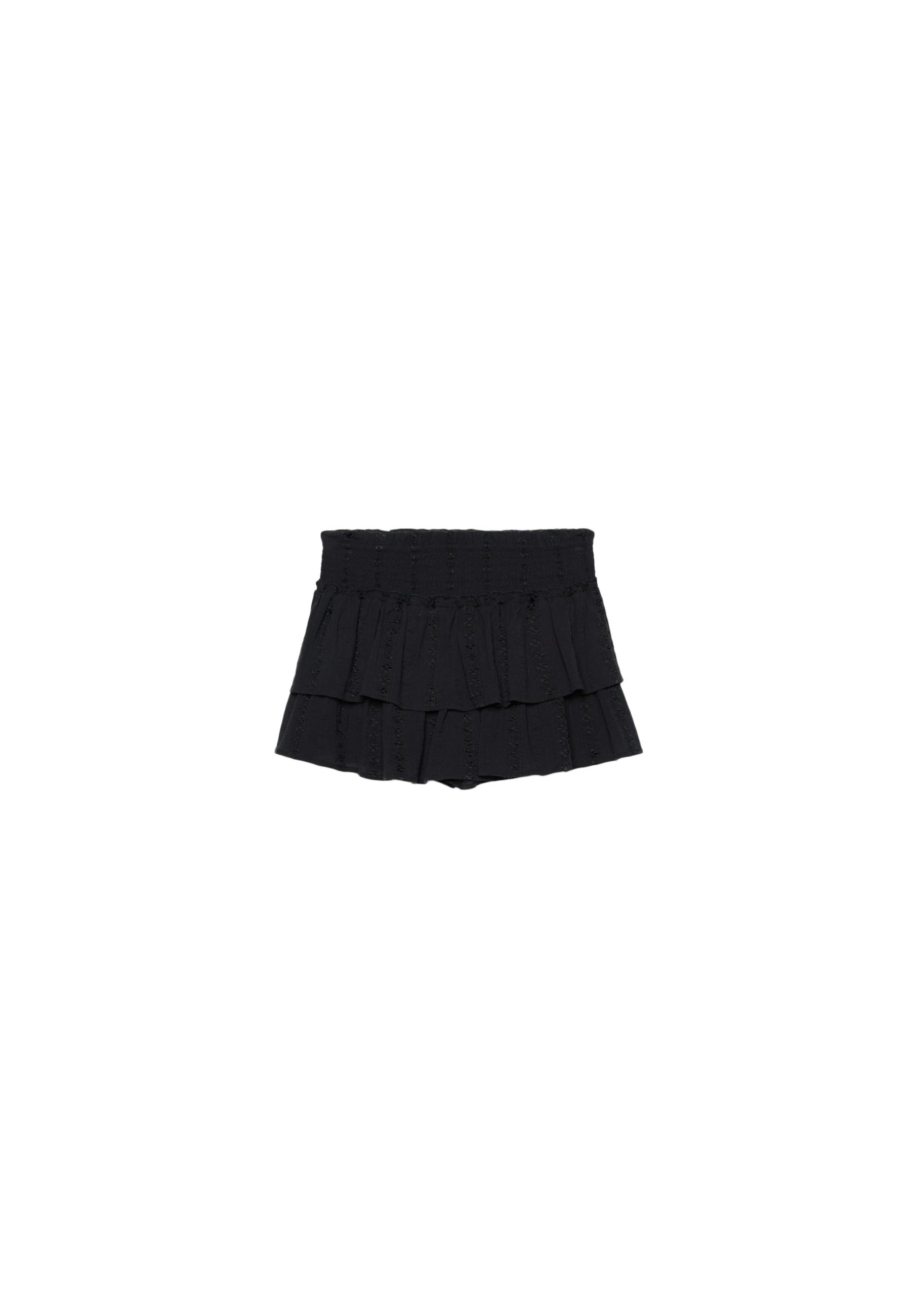 Flowing skort with ruffles — Black