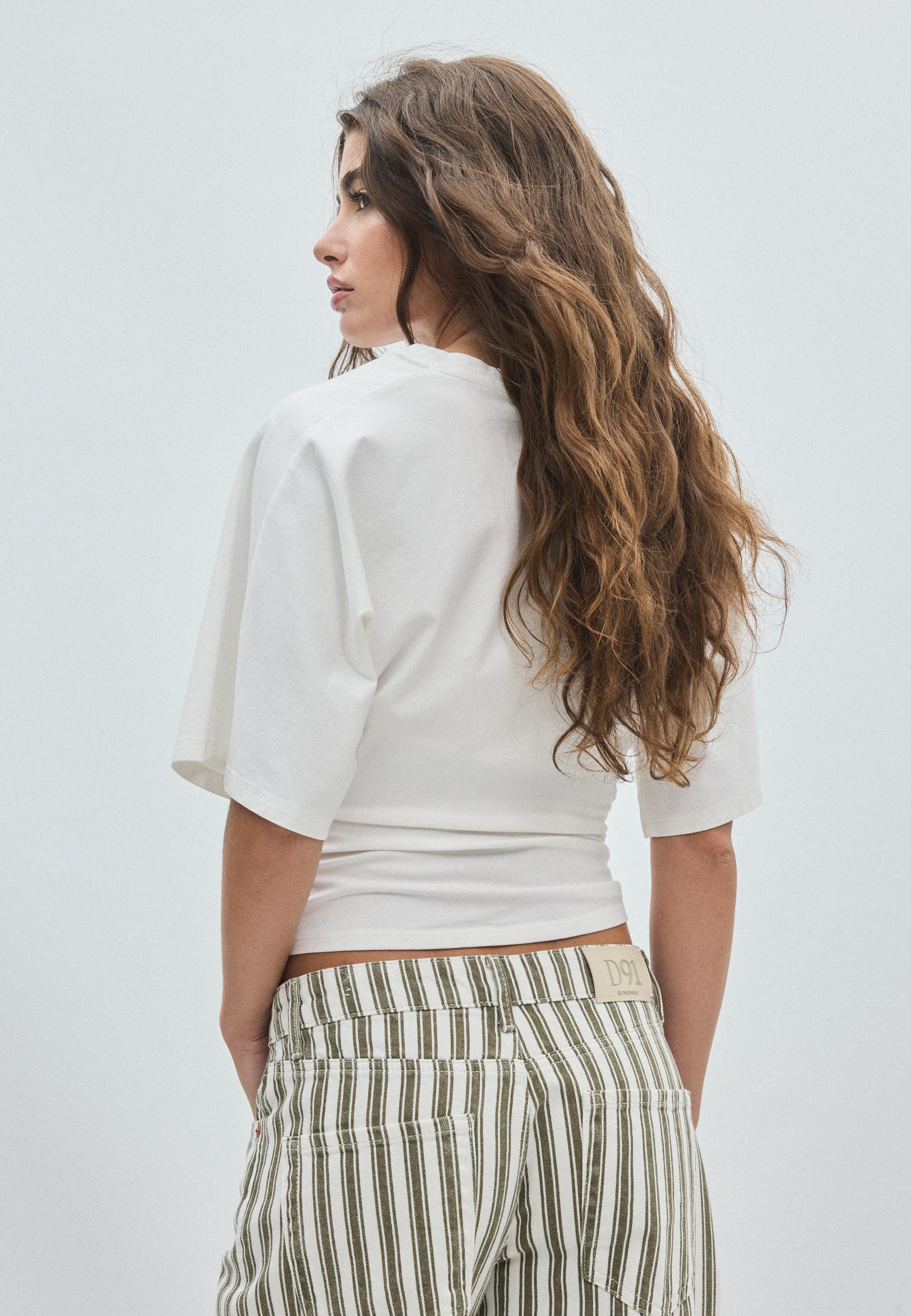 B08 Cap sleeve T-shirt — Ecru