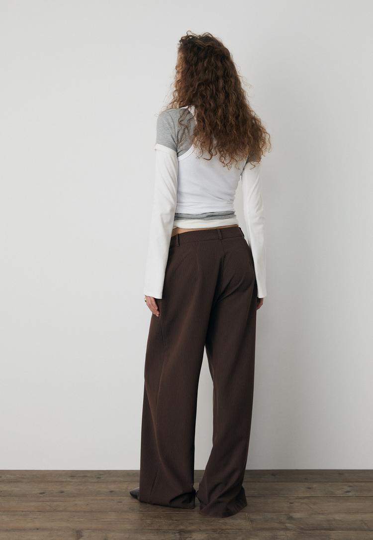 pantalon vestir casual cintura cruzada rayas
