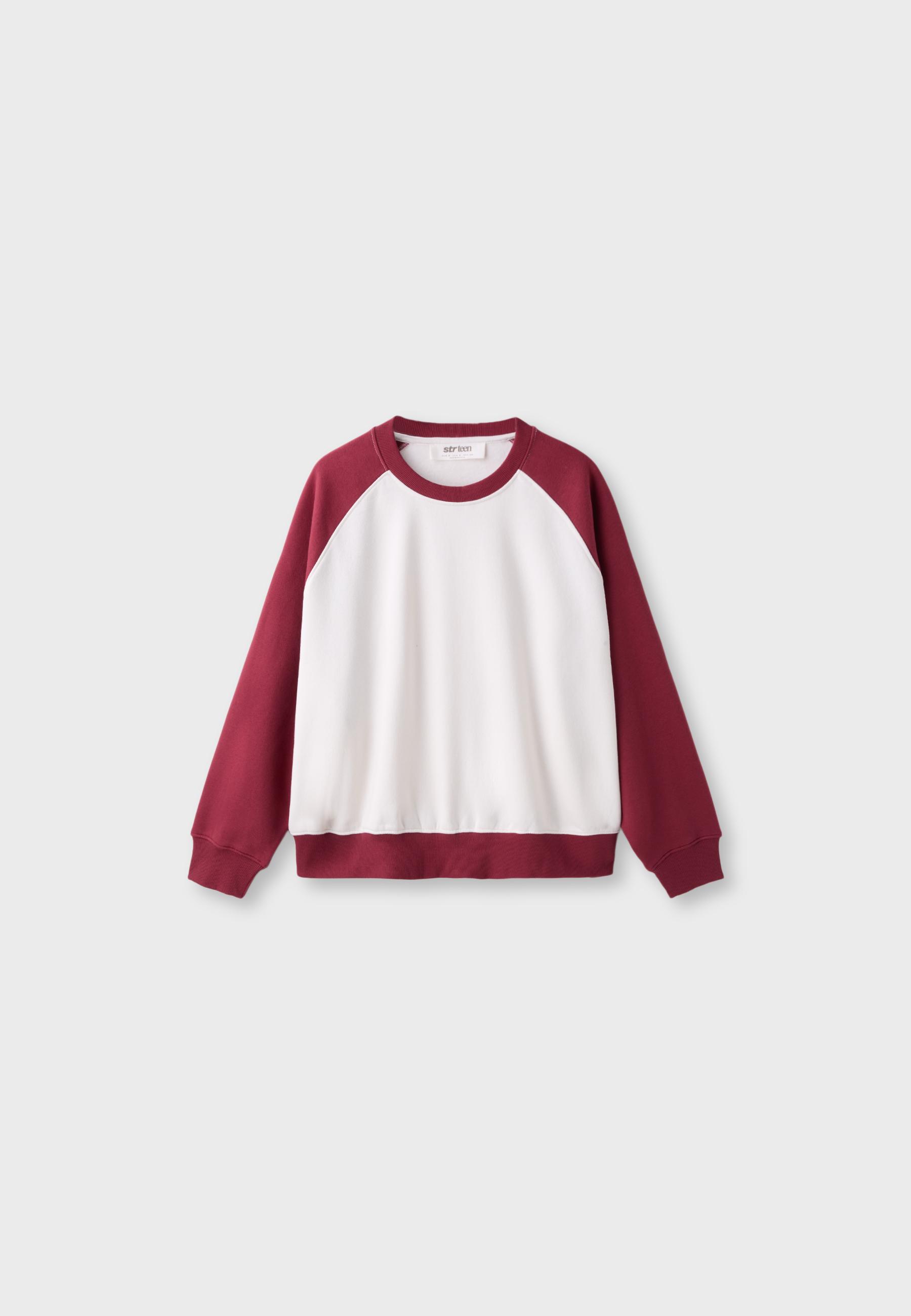 Contrast cropped sweatshirt — Dark red