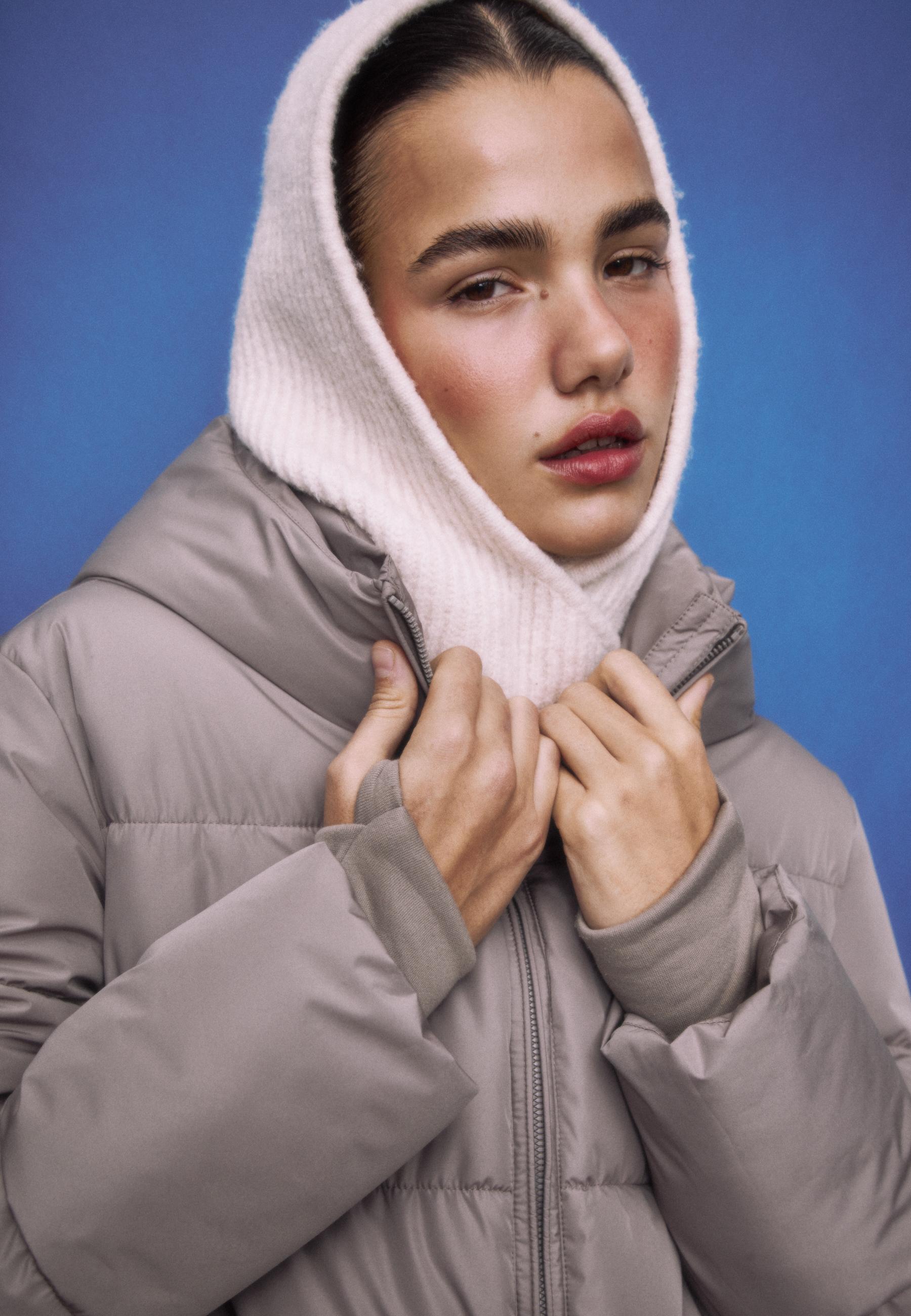 Basic hooded puffer jacket — Brown