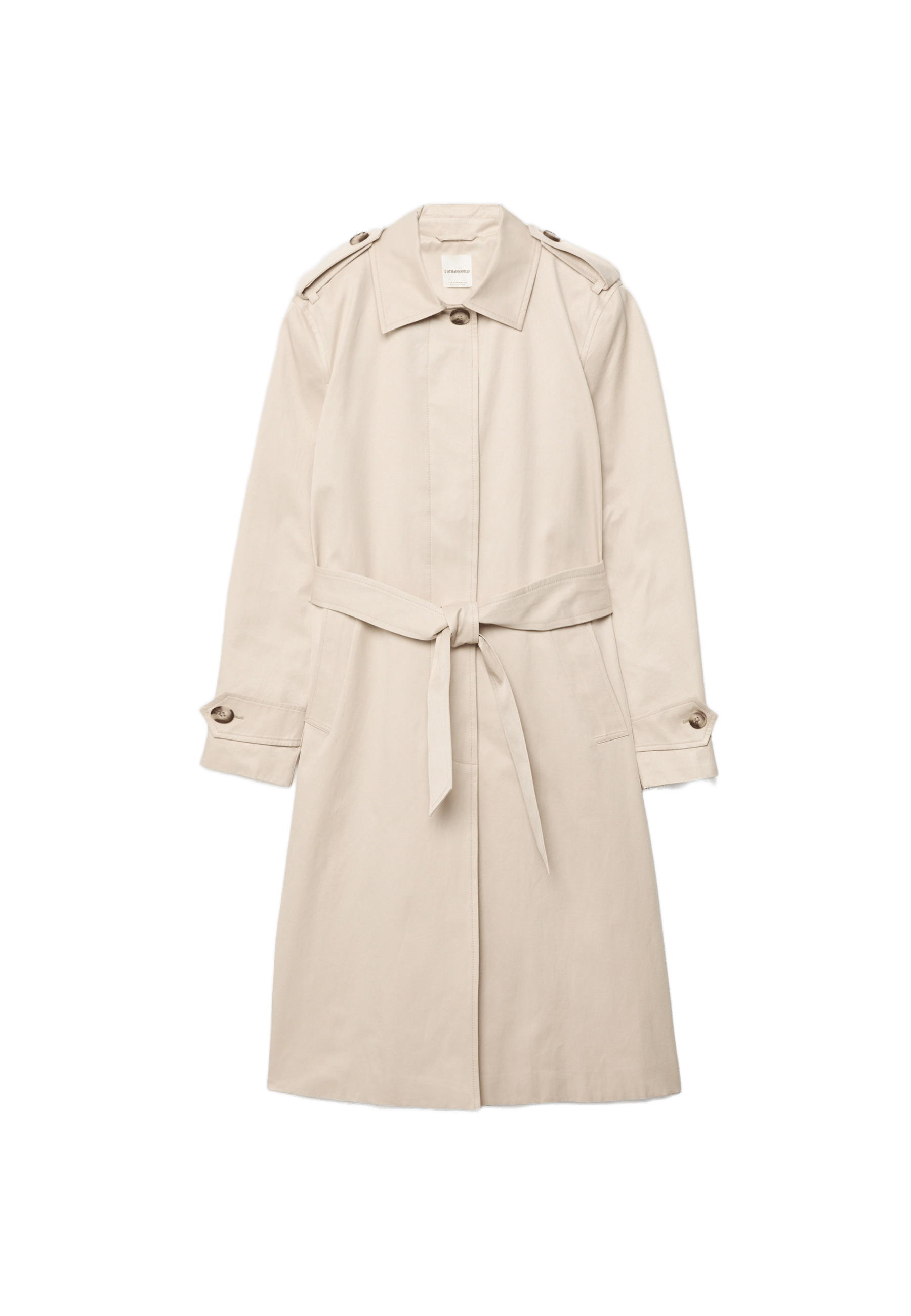 Long single-breasted trench coat — Stone