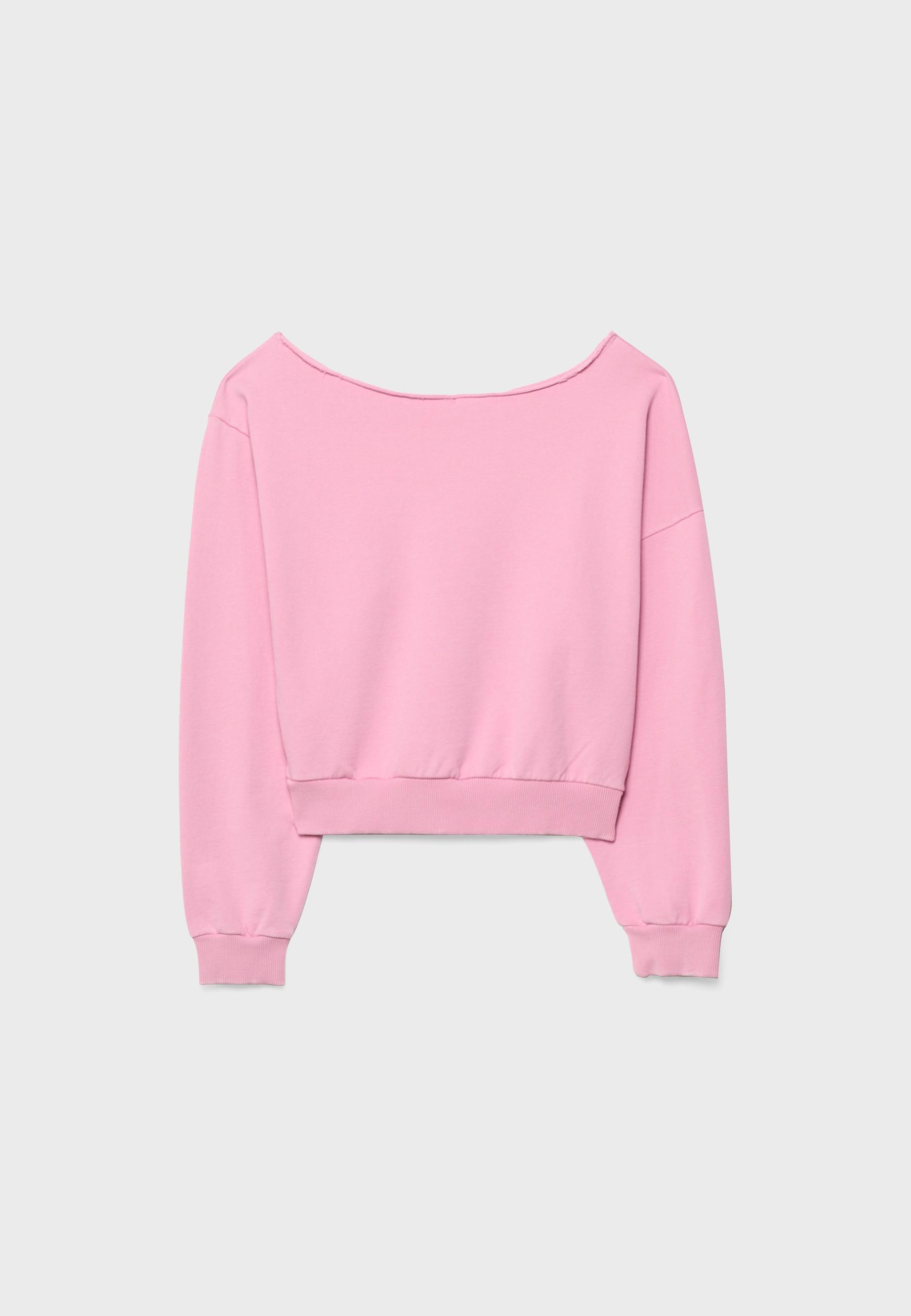 Washed effect cropped sweatshirt — Bubblegum pink