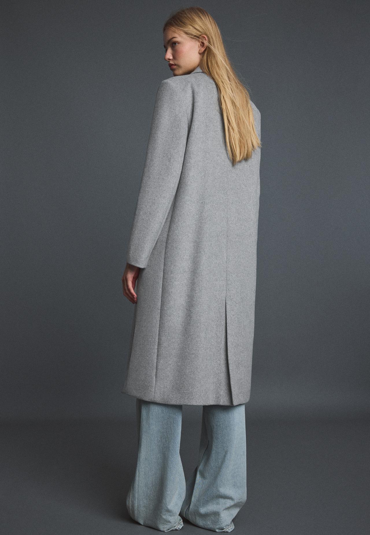 Straight felt coat — Grey melange