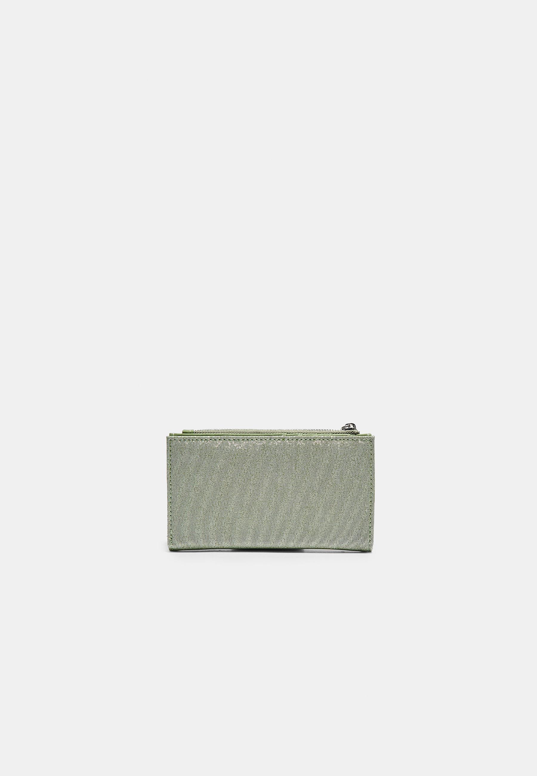 Shimmery basic zip-up purse — Khaki