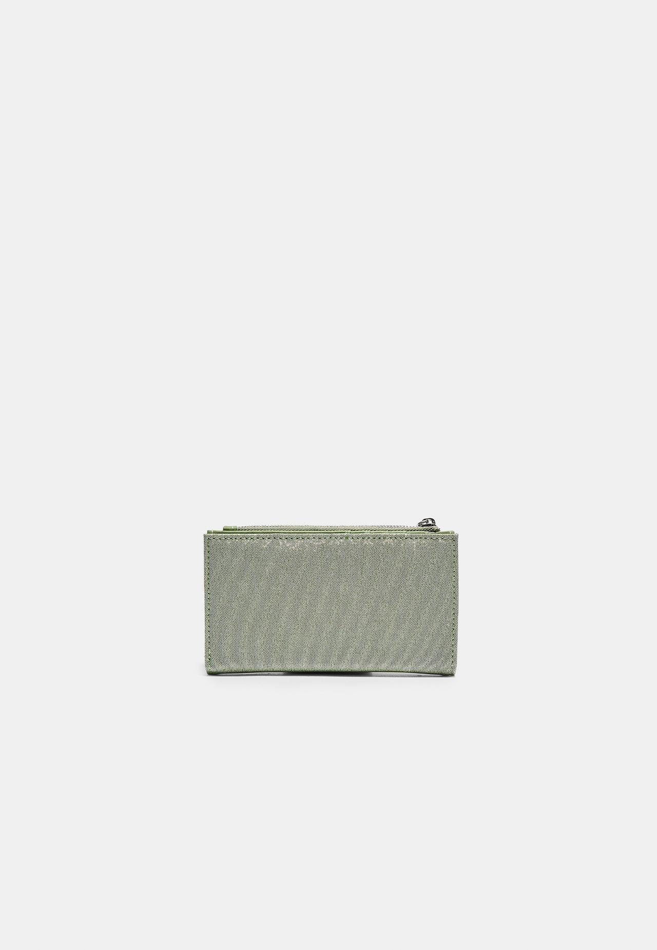 Basic shimmery zip-up purse — Khaki