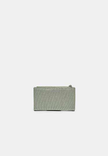 Basic shimmery zip-up purse — Khaki 4