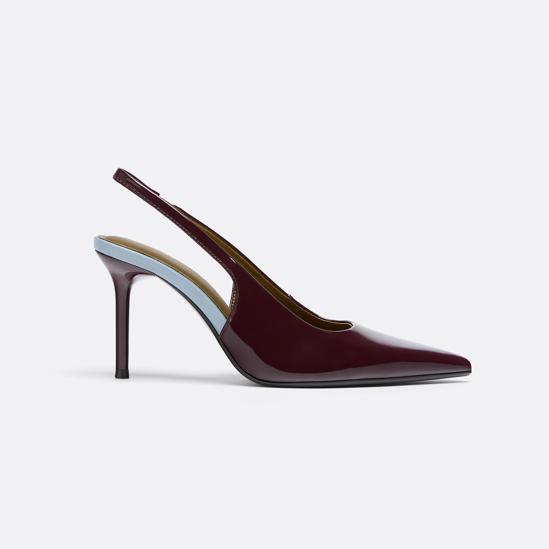 Tricolour slingback court shoes — BURGUNDY