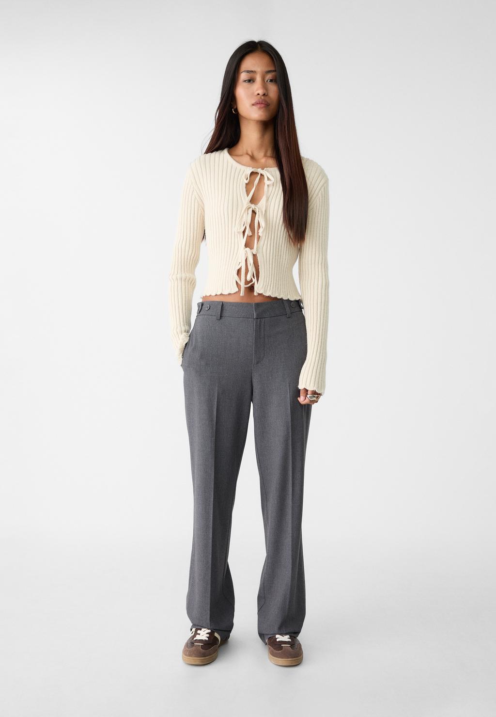 Smart straight-leg trousers with belt loops